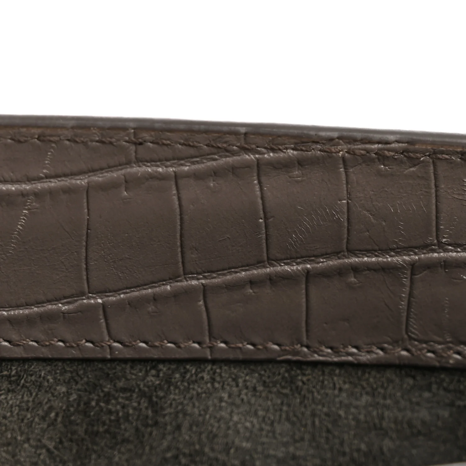 Calfskin Crocodile Embossed Medium Monogram Sunset Fog - Image 11