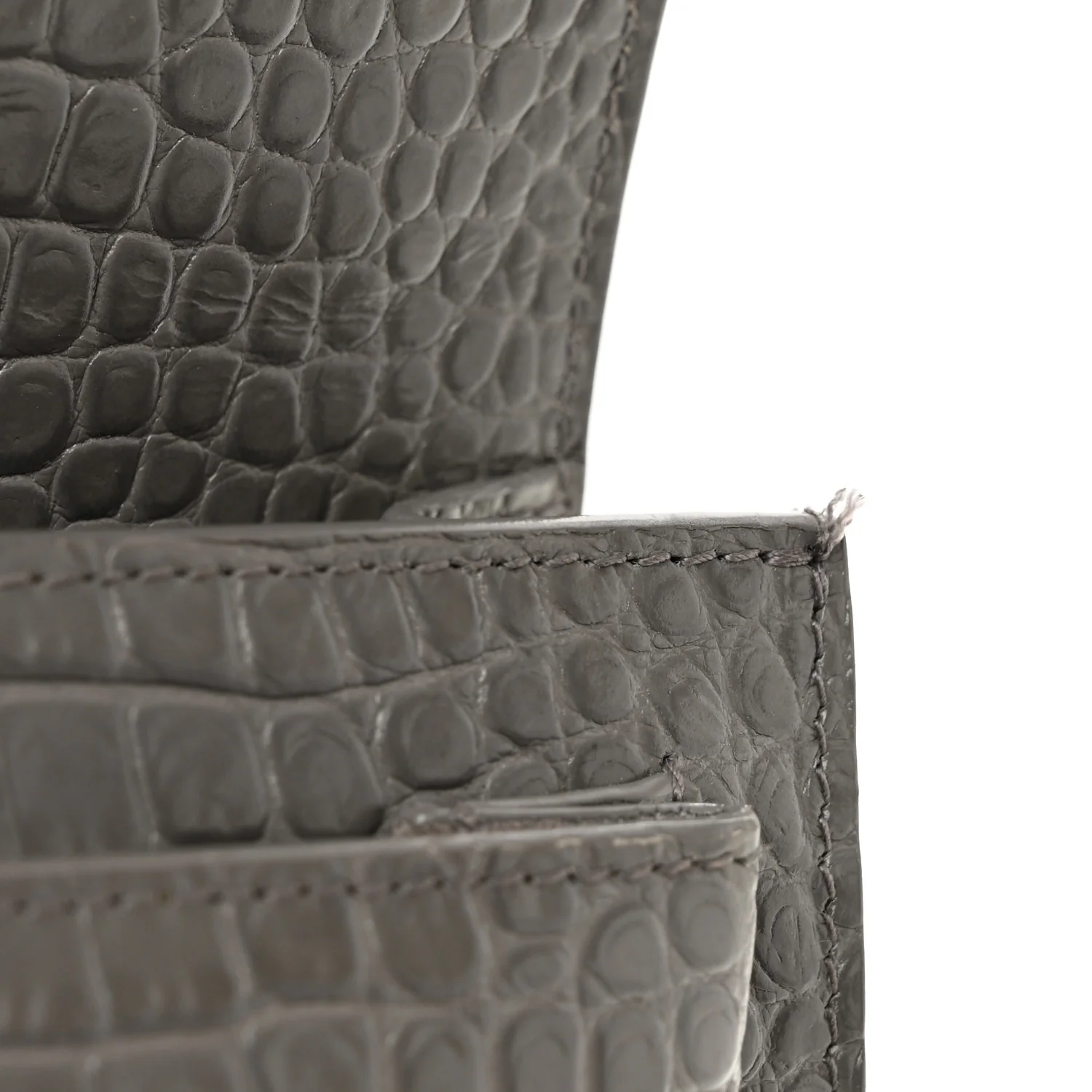 Calfskin Crocodile Embossed Medium Monogram Sunset Fog - Image 11