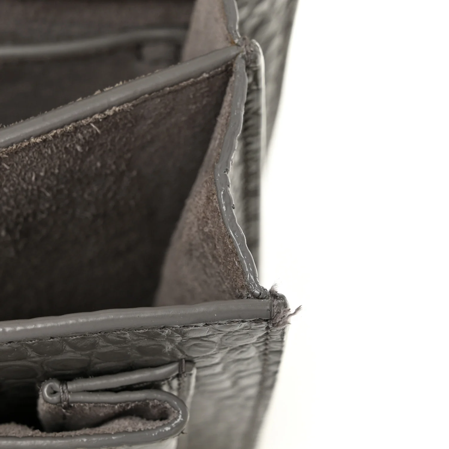 Calfskin Crocodile Embossed Medium Monogram Sunset Fog - Image 12