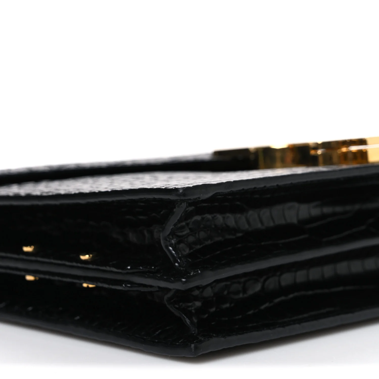 Calfskin Crocodile Embossed Monogram Cassandra Clasp Bag Black - Image 8