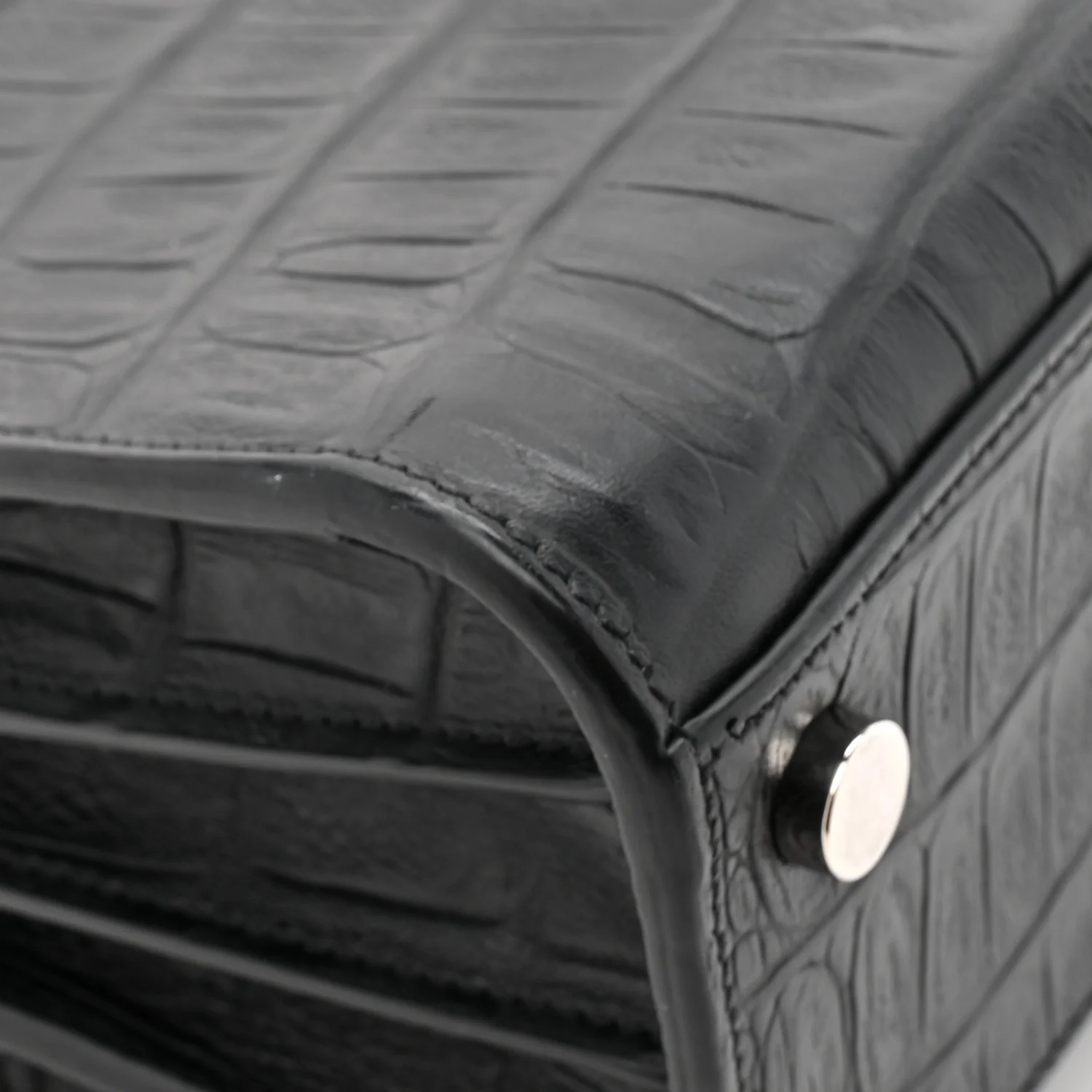 Calfskin Crocodile Embossed Nano Sac De Jour Black - Image 10