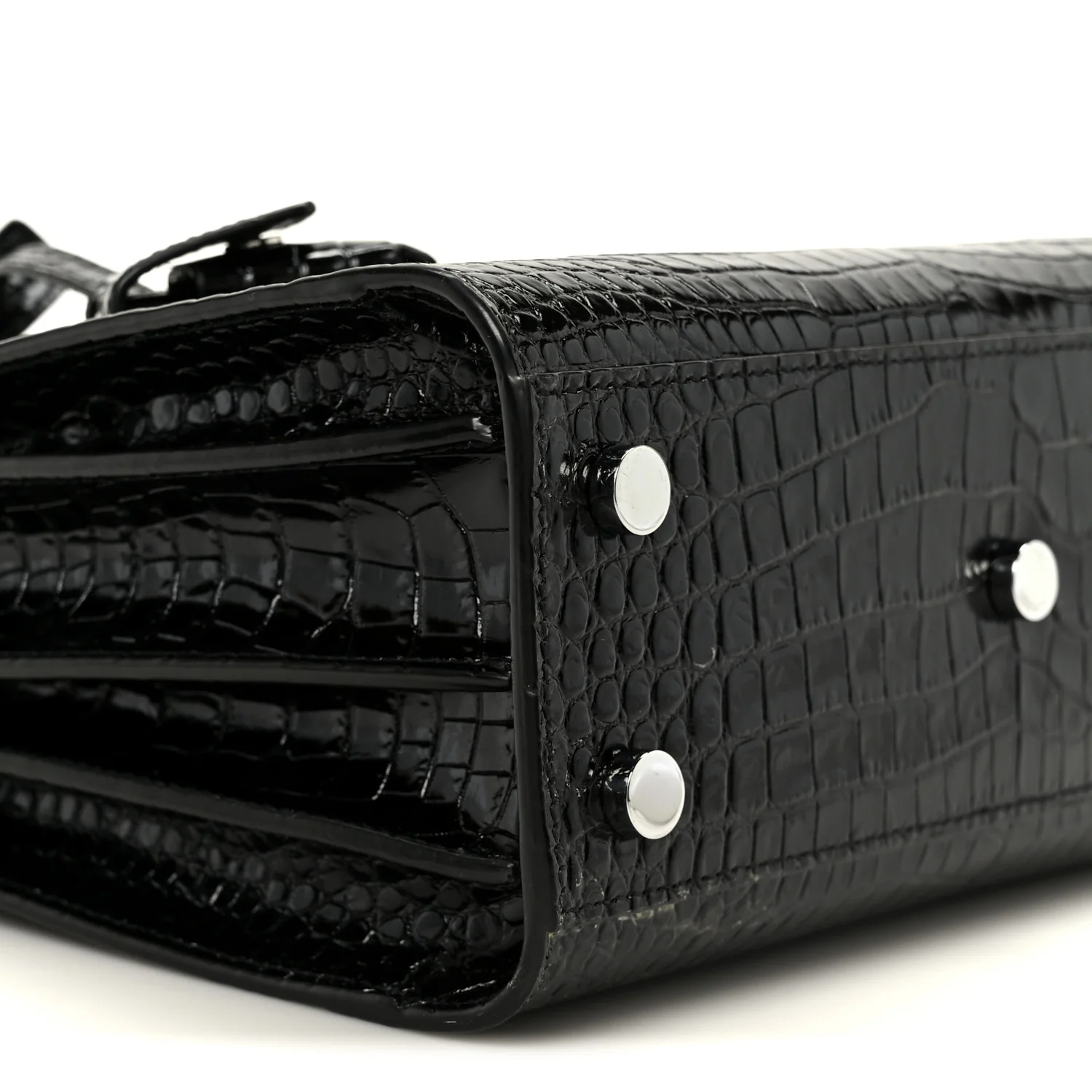Calfskin Crocodile Embossed Nano Sac De Jour Black - Image 10