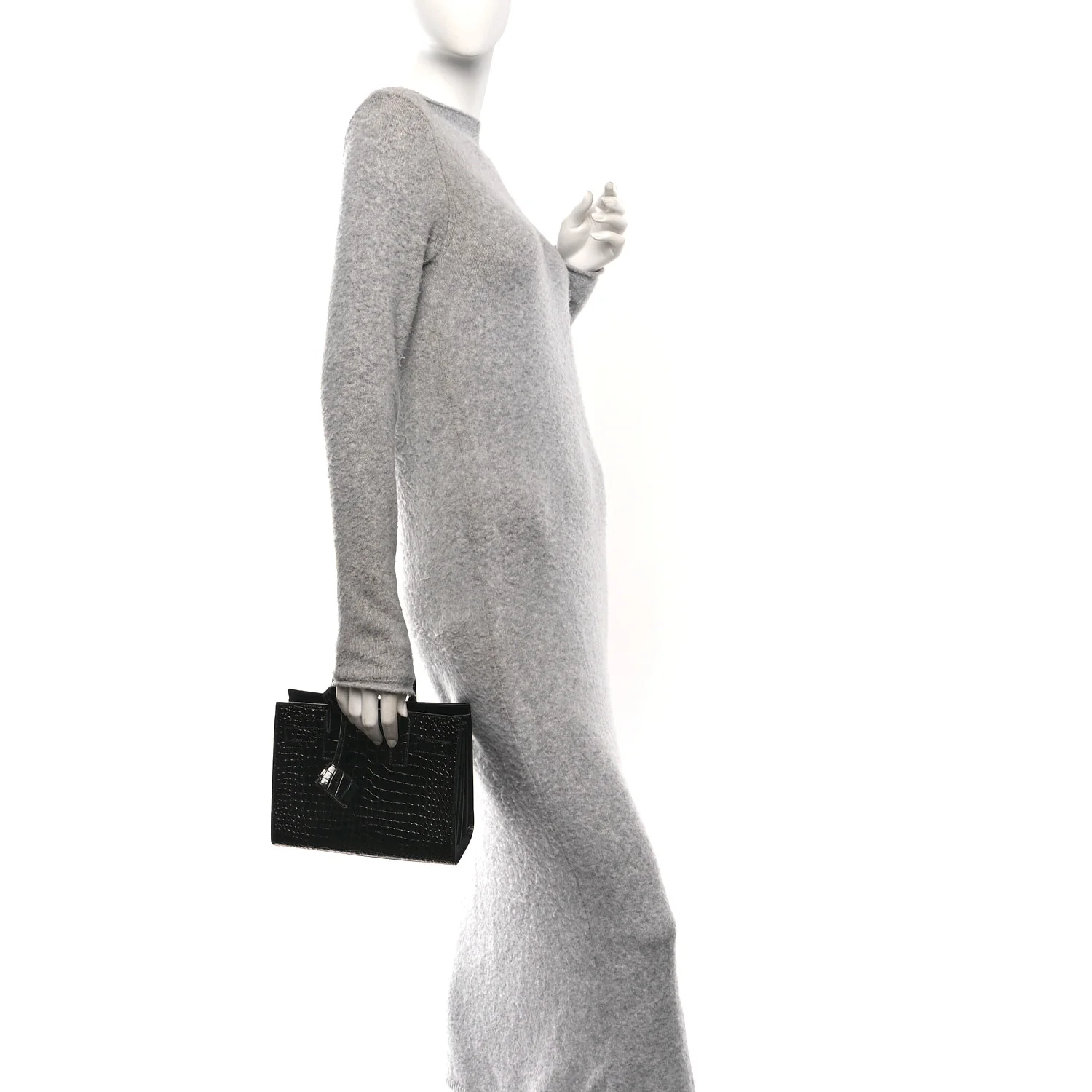 Calfskin Crocodile Embossed Nano Sac De Jour Black - Image 2