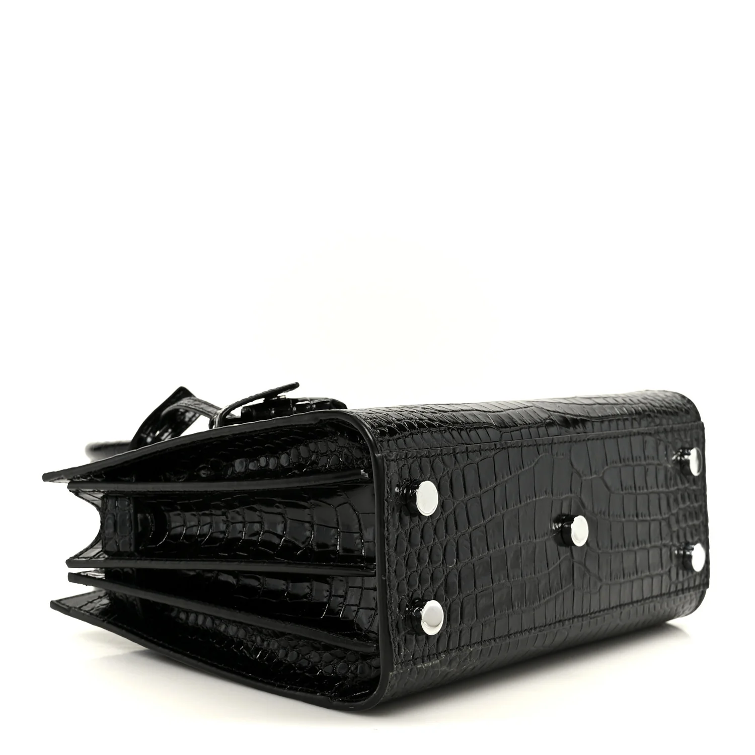 Calfskin Crocodile Embossed Nano Sac De Jour Black - Image 4