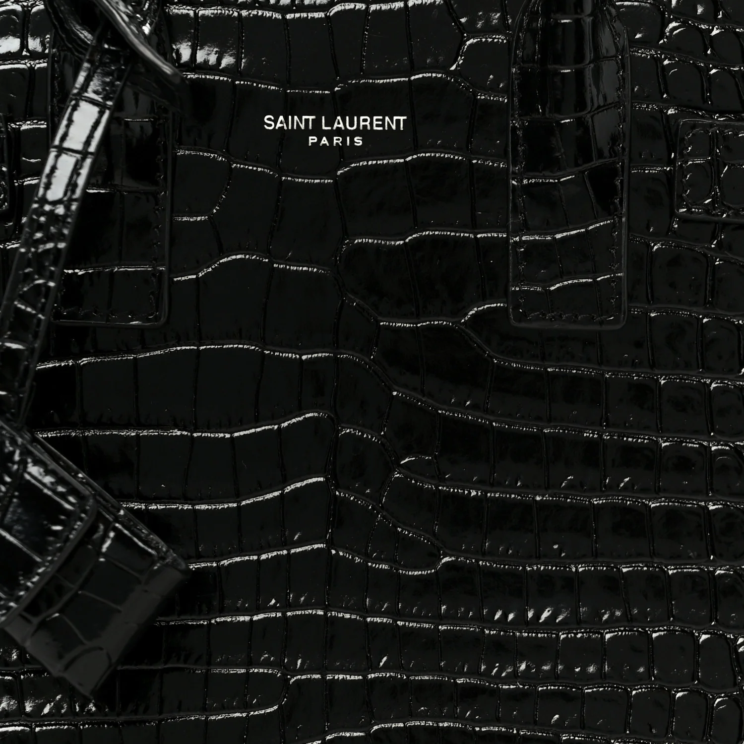Calfskin Crocodile Embossed Nano Sac De Jour Black - Image 9