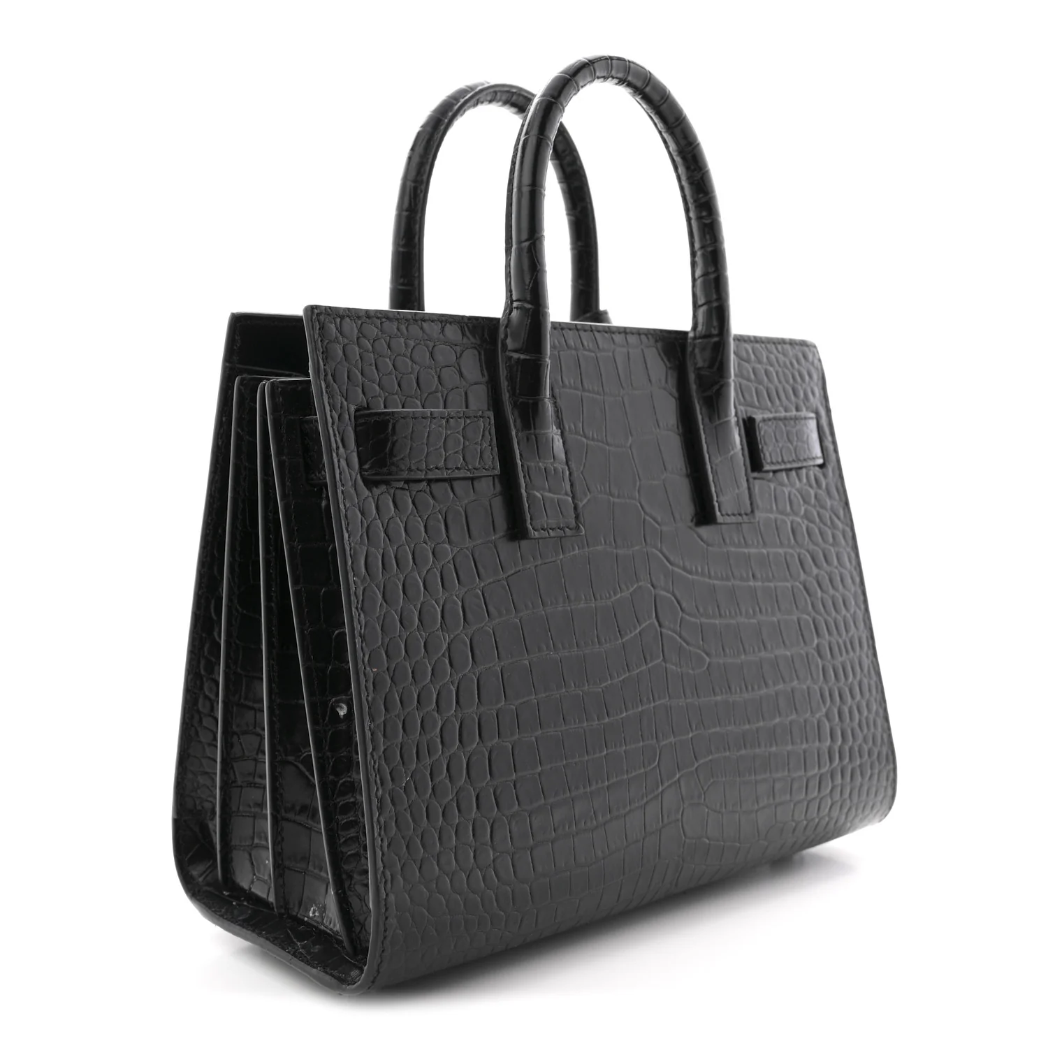 Calfskin Crocodile Embossed Nano Sac De Jour Black - Image 3