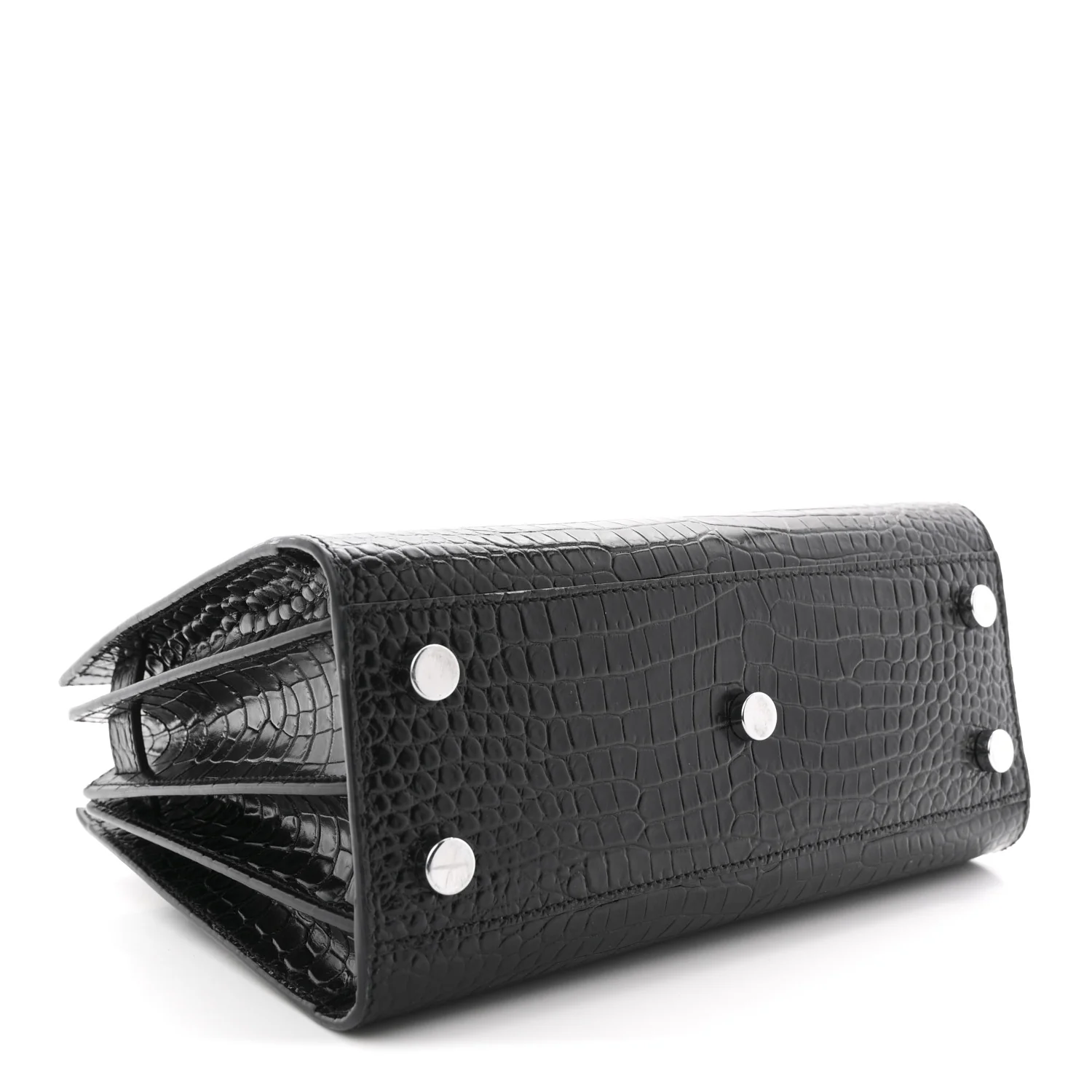 Calfskin Crocodile Embossed Nano Sac De Jour Black - Image 4