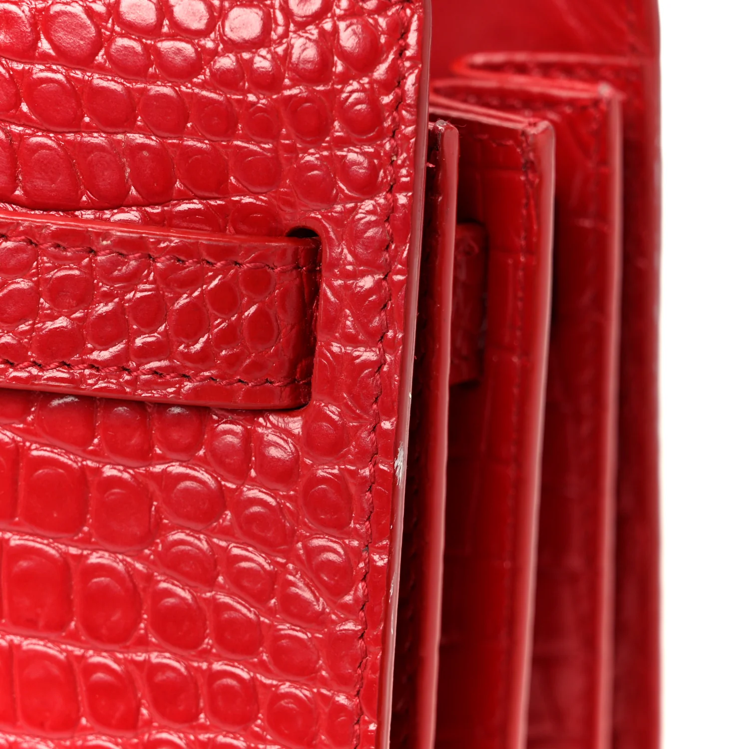 Calfskin Crocodile Embossed Nano Sac De Jour Red - Image 12