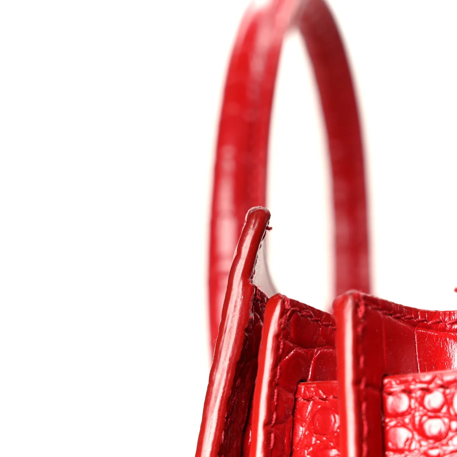 Calfskin Crocodile Embossed Nano Sac De Jour Red - Image 13