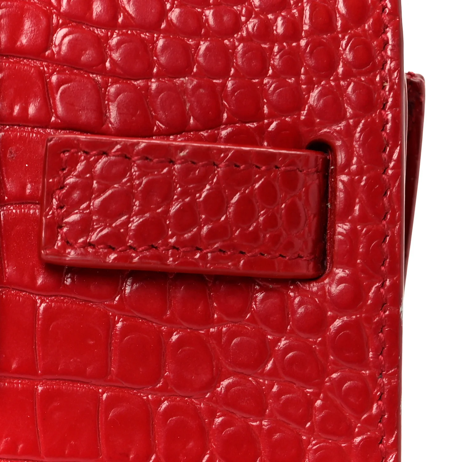 Calfskin Crocodile Embossed Nano Sac De Jour Red - Image 8