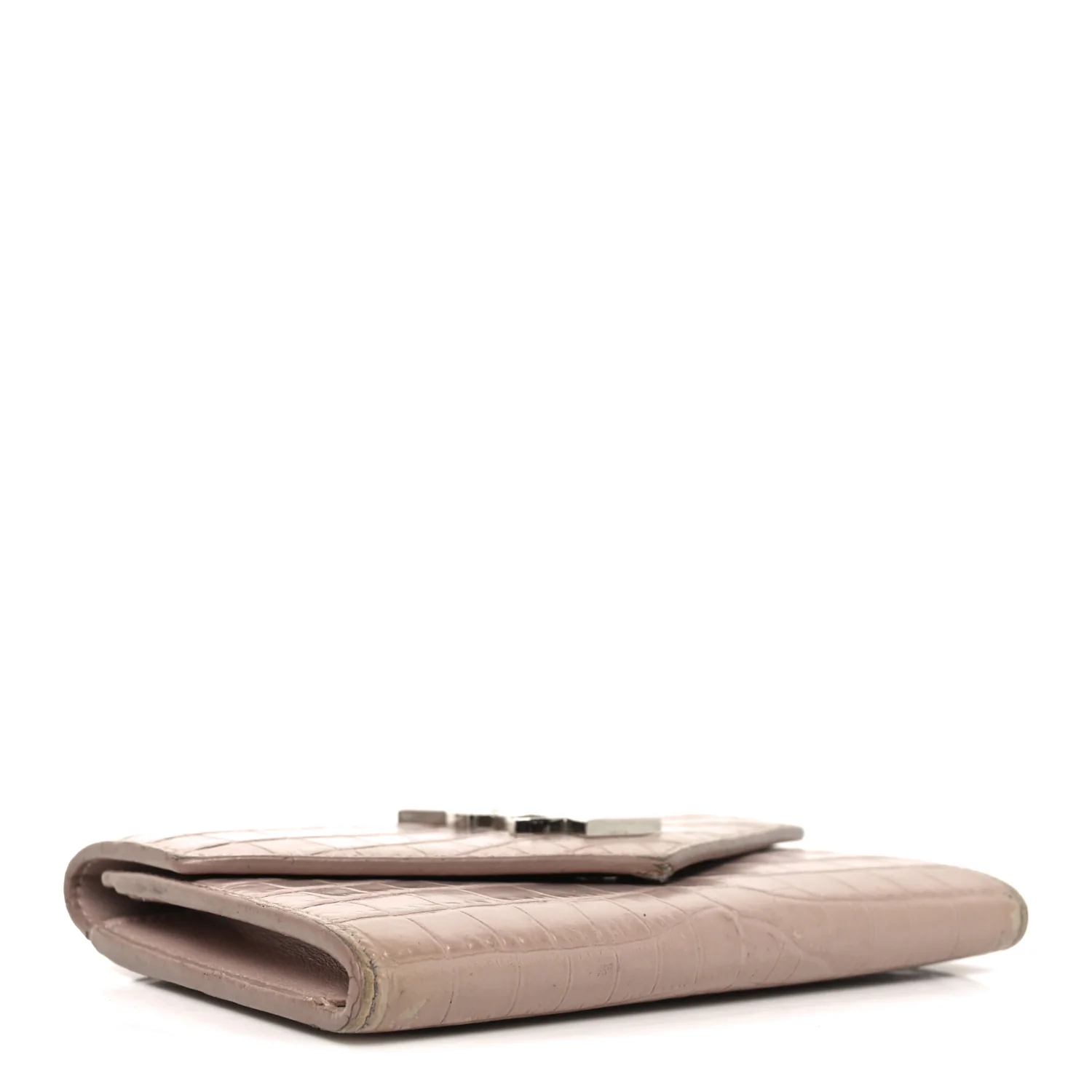 Calfskin Crocodile Embossed Small Monogram Envelope Wallet Rose Antic - Image 4