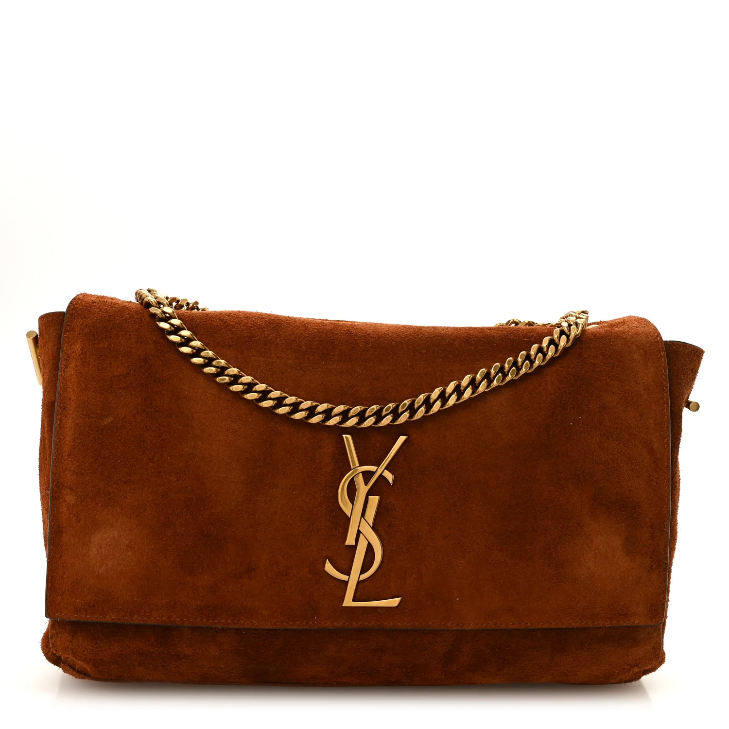 Calfskin Crocodile Embossed Suede Medium Reversible Monogram Kate Satchel Military Taupe - Image 3