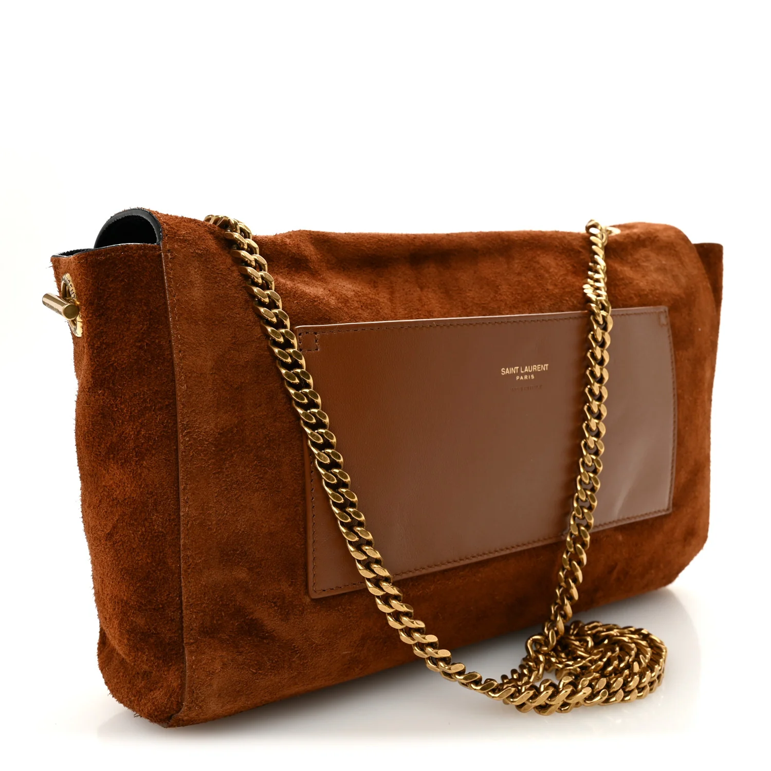 Calfskin Crocodile Embossed Suede Medium Reversible Monogram Kate Satchel Military Taupe - Image 5