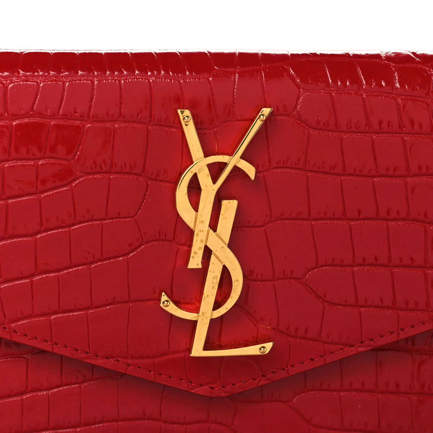 Calfskin Crocodile Embossed Uptown Monogram Pouch Black - Image 14