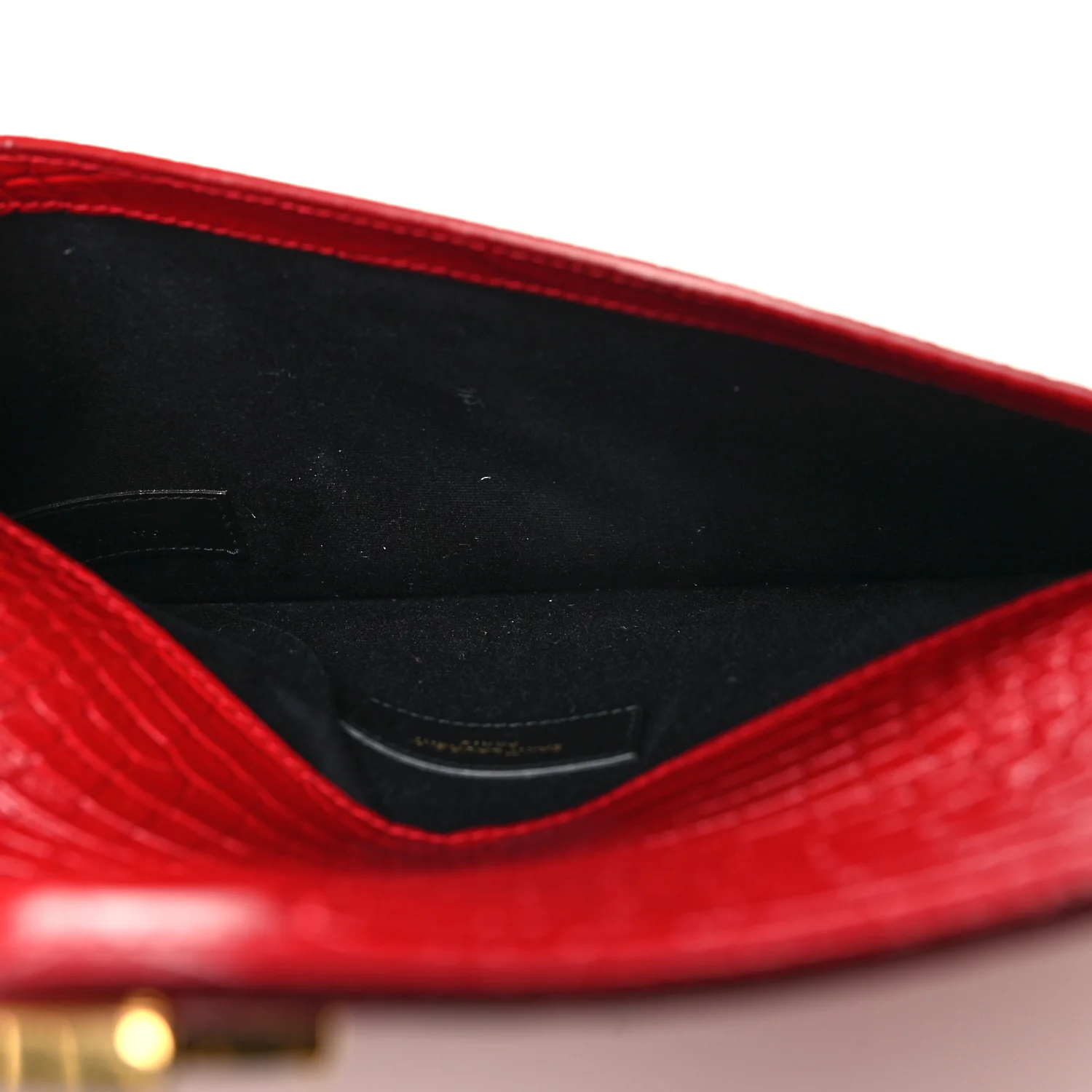 Calfskin Crocodile Embossed Uptown Monogram Pouch Rouge Eros - Image 5
