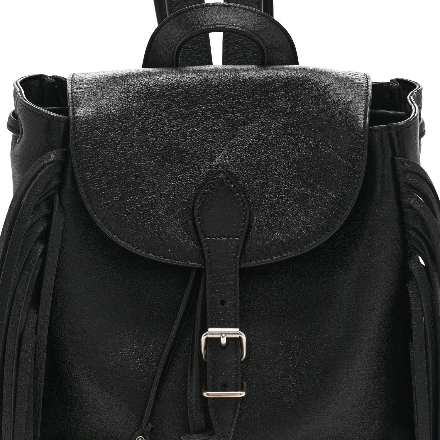 Calfskin Fringe Festival Backpack Black - Image 8