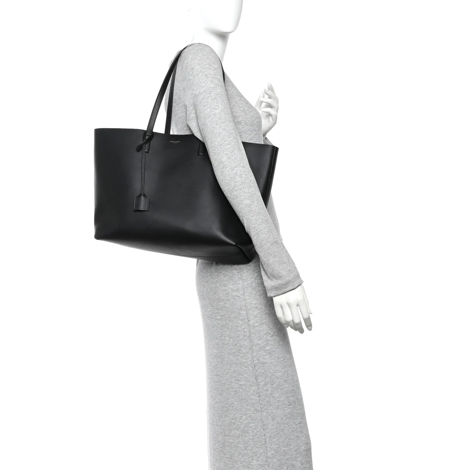 Calfskin Large Shopping Tote Black - Image 2