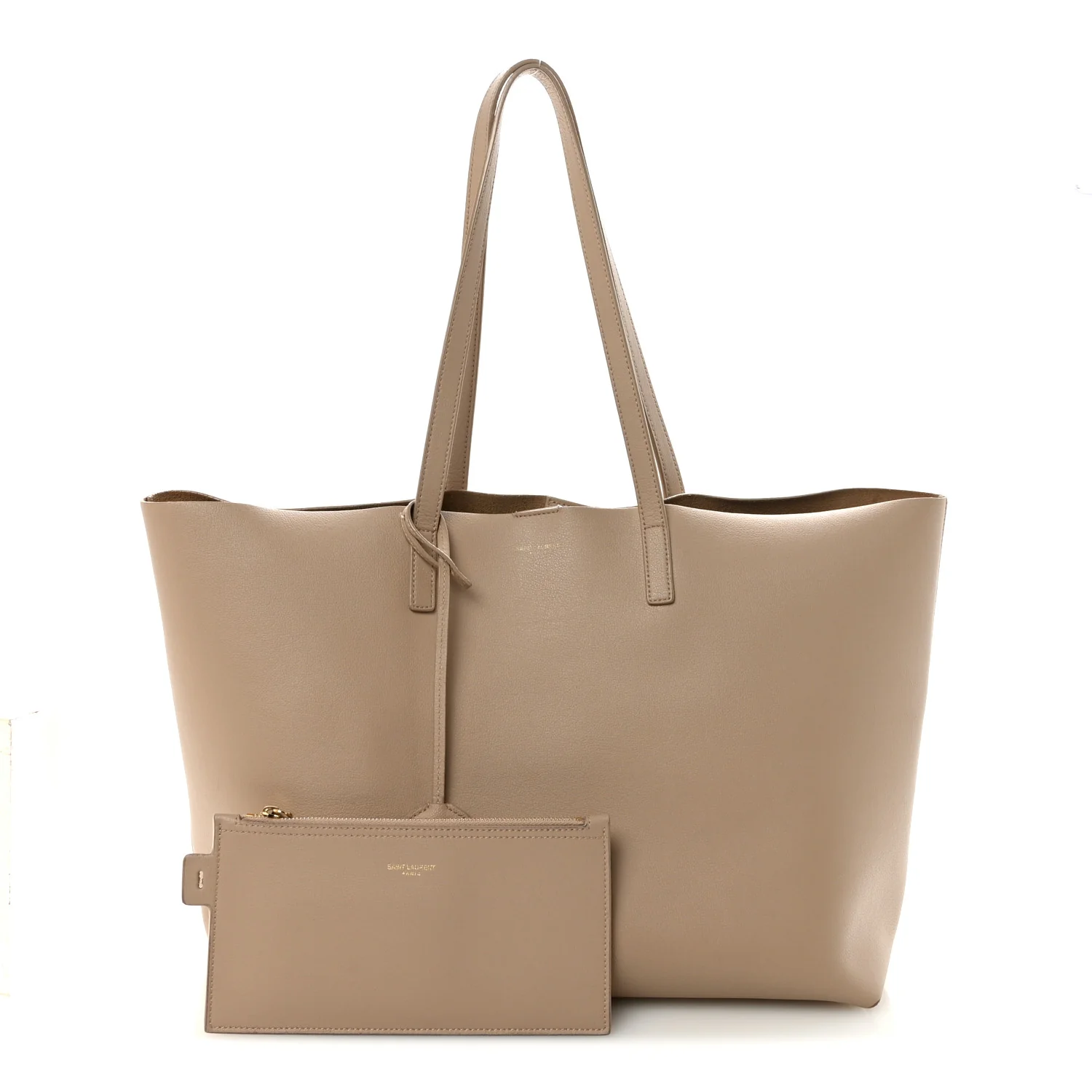 Calfskin Large Shopping Tote Dark Beige - Image 3