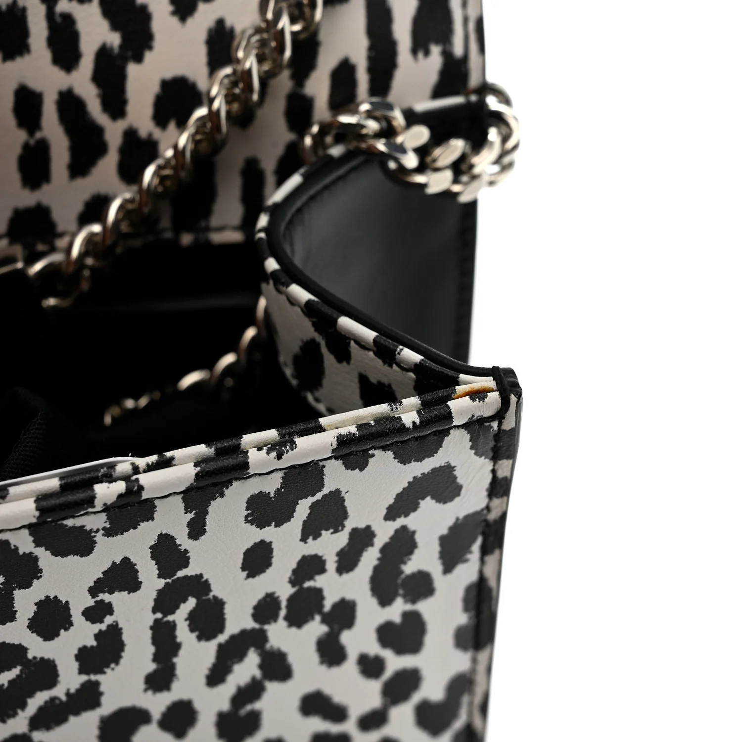 Calfskin Leopard Small Monogram Kate Satchel White Black - Image 12