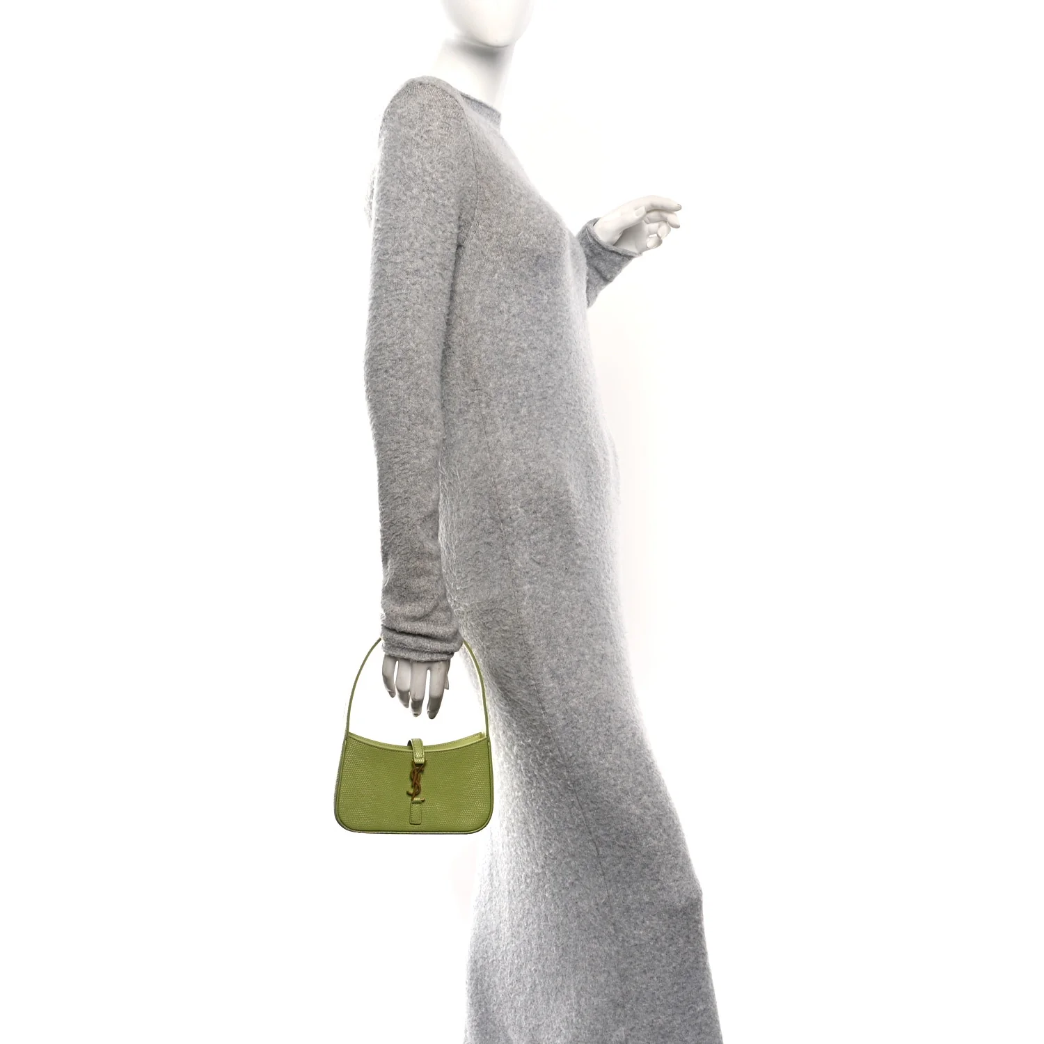 Calfskin Lizard Embossed Le 5 A 7 Mini Hobo Dull Lime - Image 2