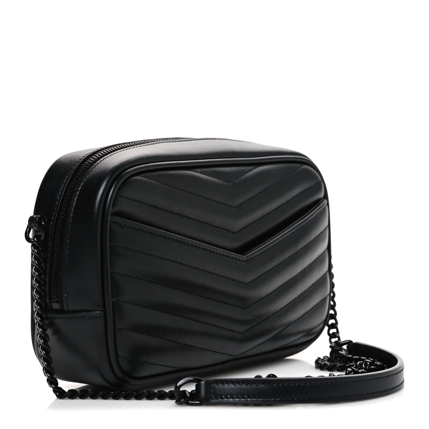 Calfskin Matelasse Monochrome Monogram Mini Lou Camera Bag Black - Image 3