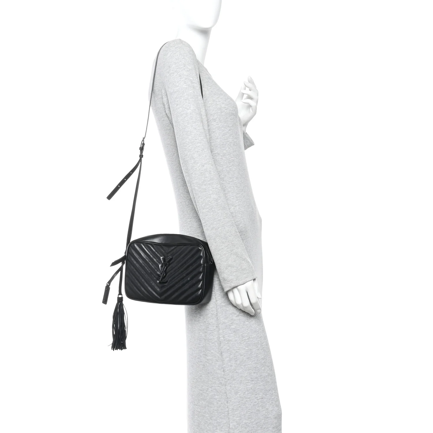Calfskin Matelasse Monogram Monochrome Lou Camera Bag Black - Image 2