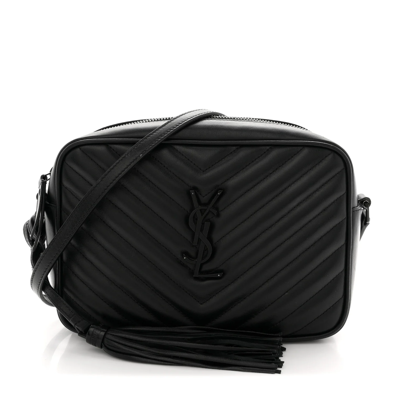 Calfskin Matelasse Monogram Monochrome Lou Camera Bag Black
