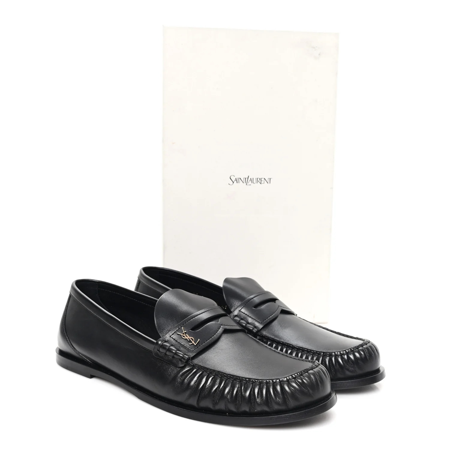 Calfskin Mens Laurent Penny Loafers 45 Black - Image 10