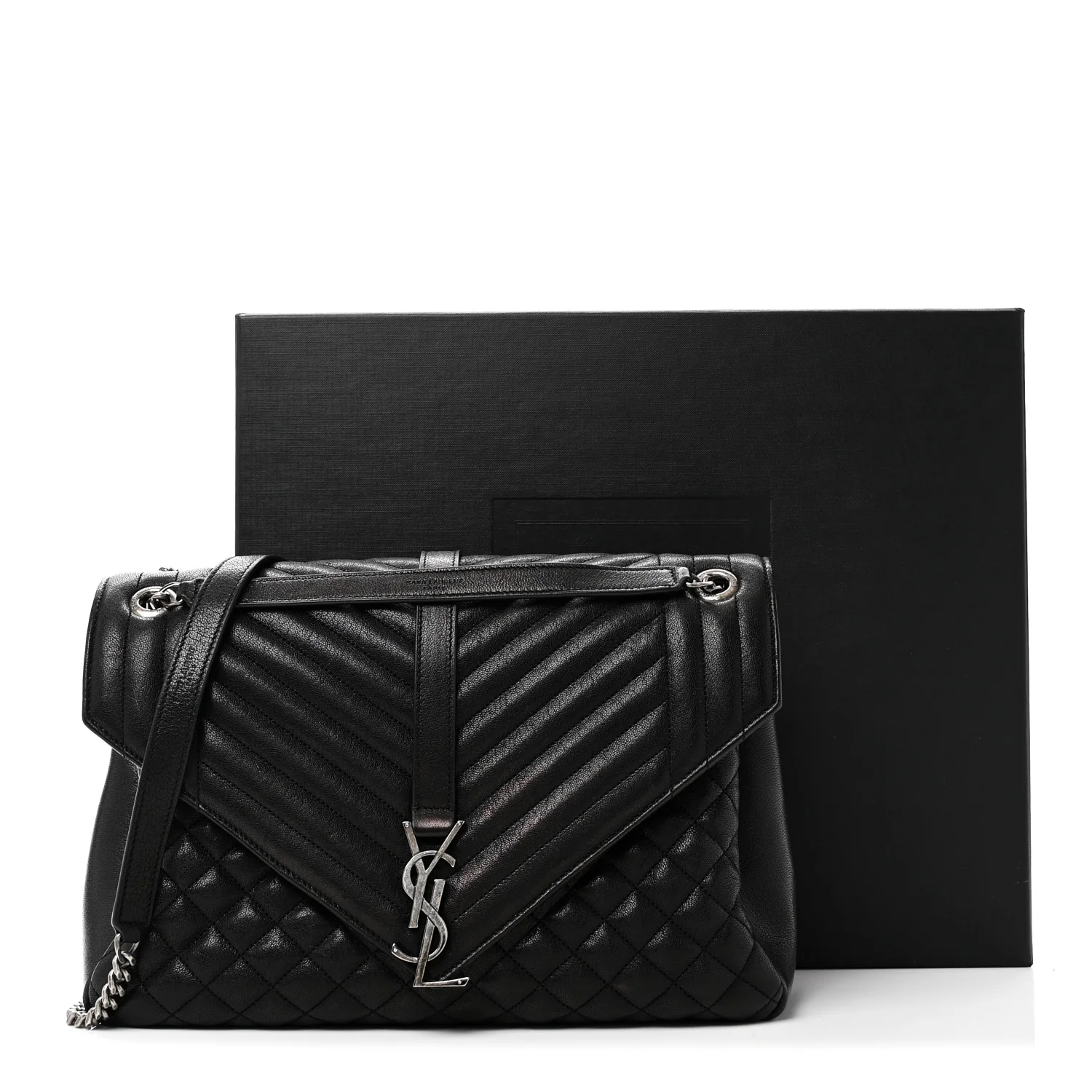 Calfskin Mixed Matelasse Triquilt Large Monogram Satchel Black - Image 11