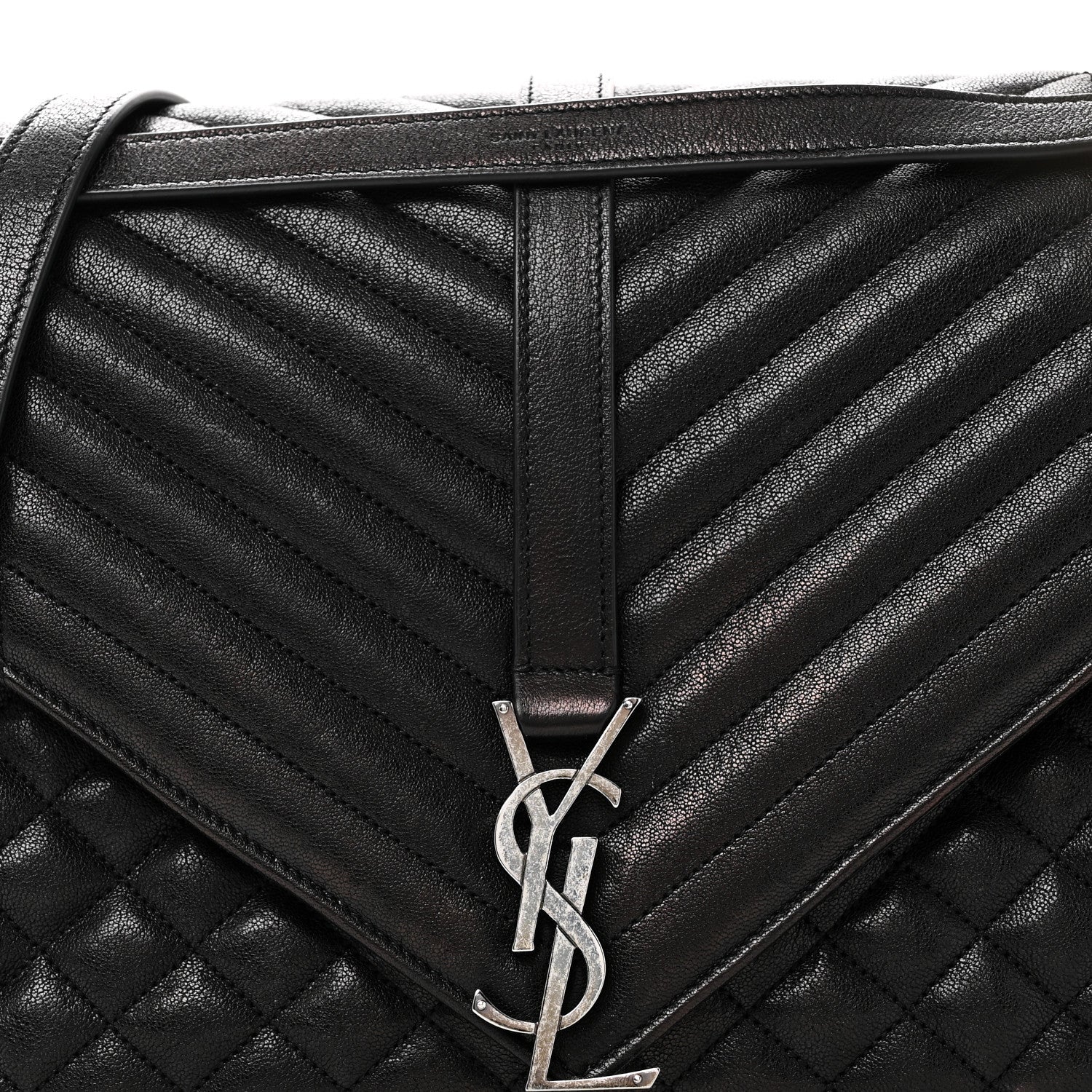 Calfskin Mixed Matelasse Triquilt Large Monogram Satchel Black - Image 8