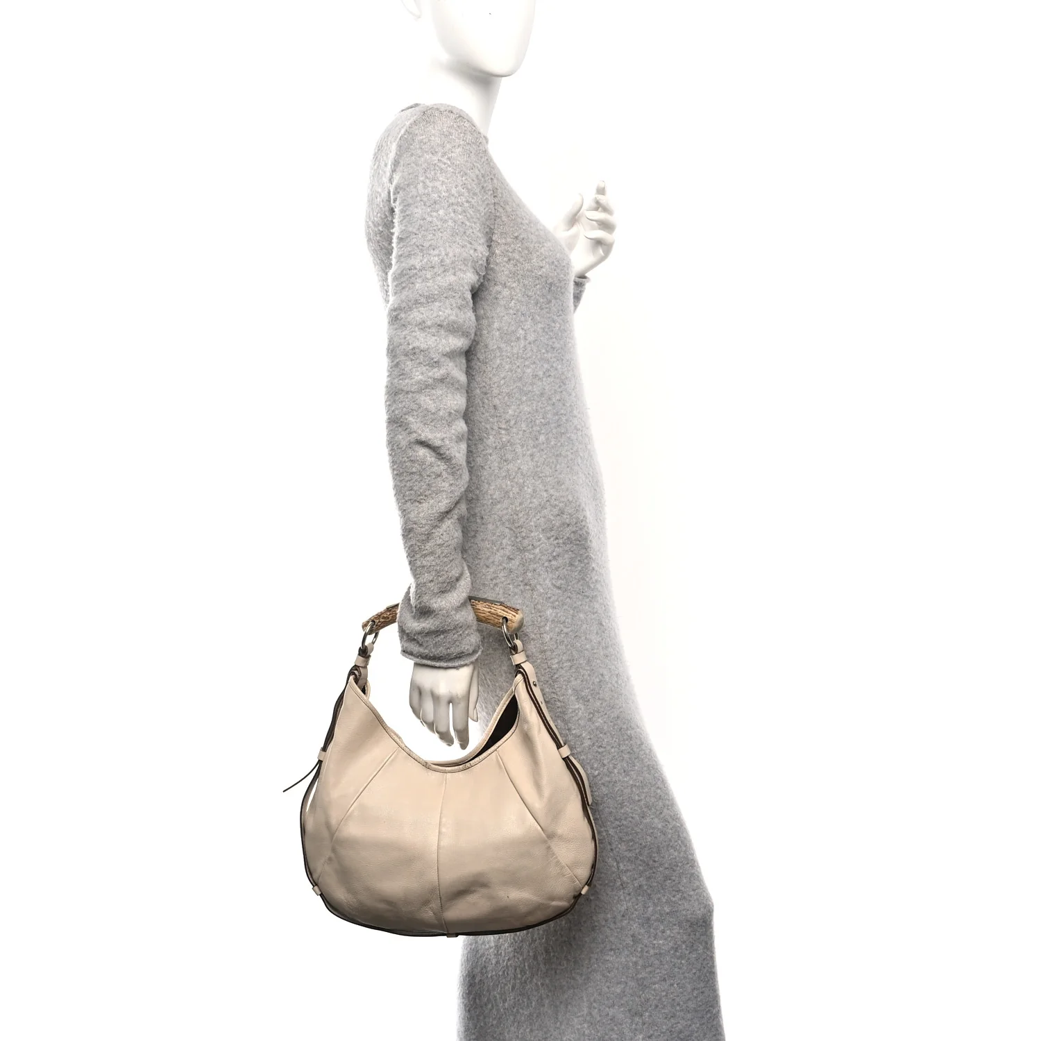 Calfskin Mombasa Horn Hobo Off White - Image 2