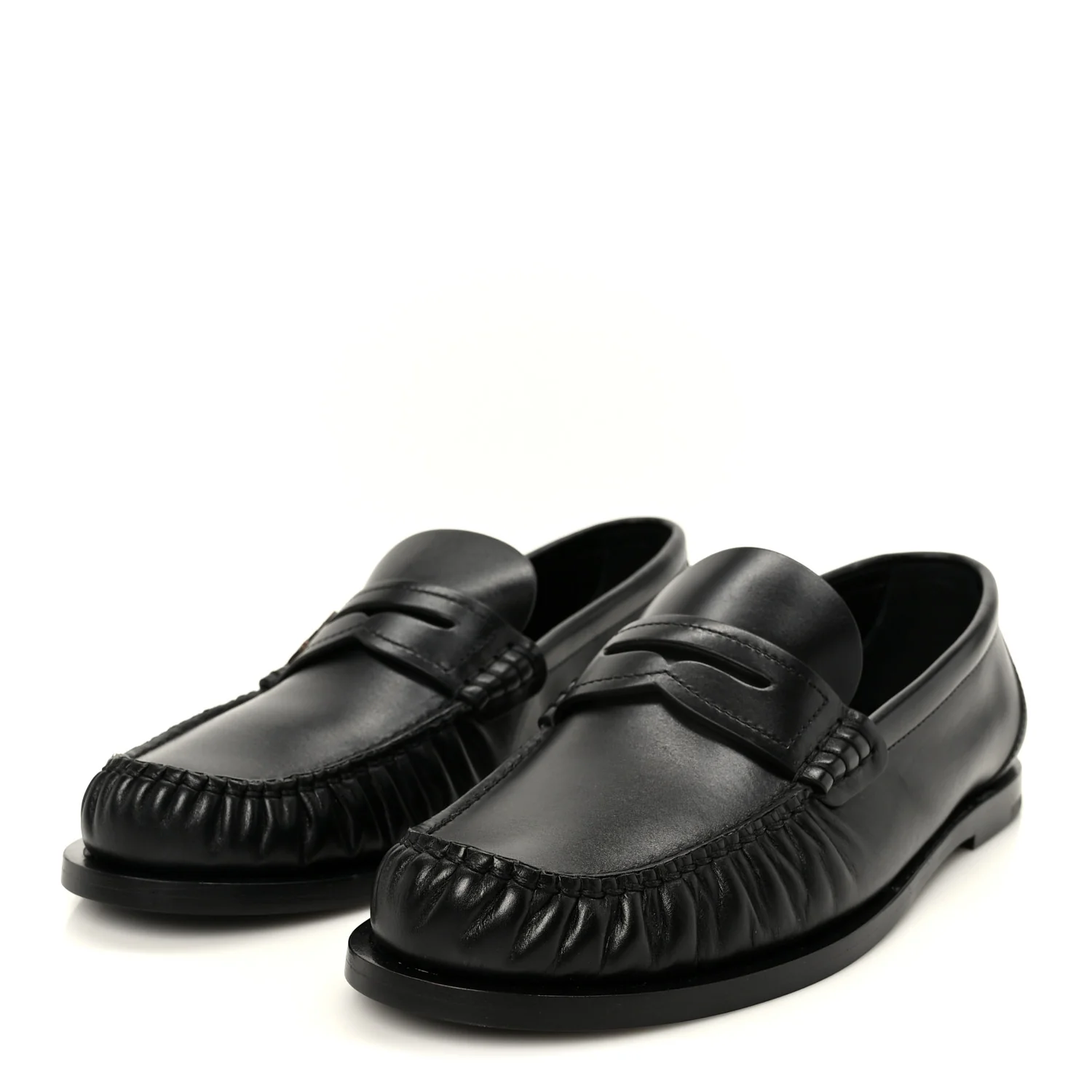 Calfskin Penny Loafers 37.5 Black - Image 4