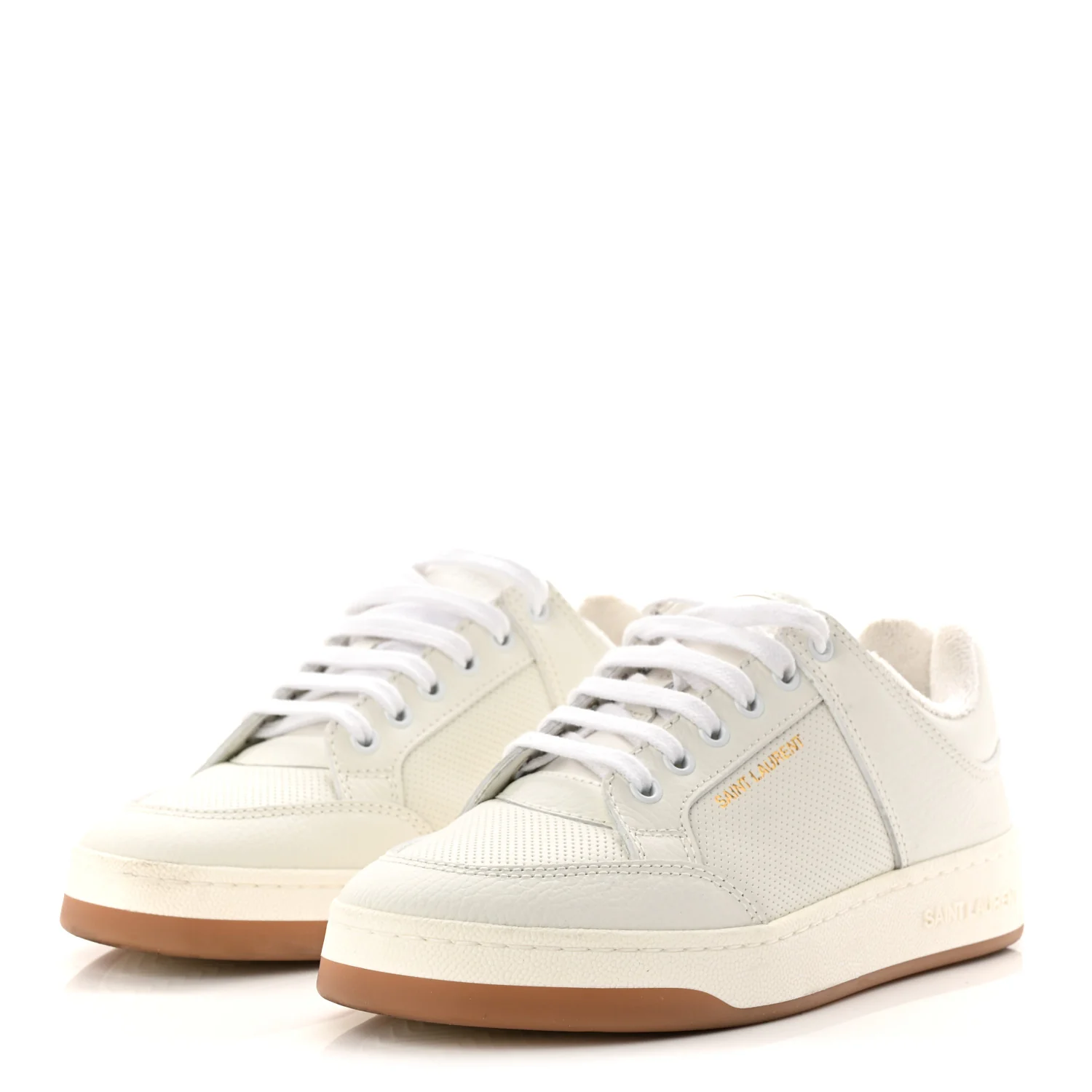Calfskin Perforated Womens Sneakers 38.5 White - Image 3