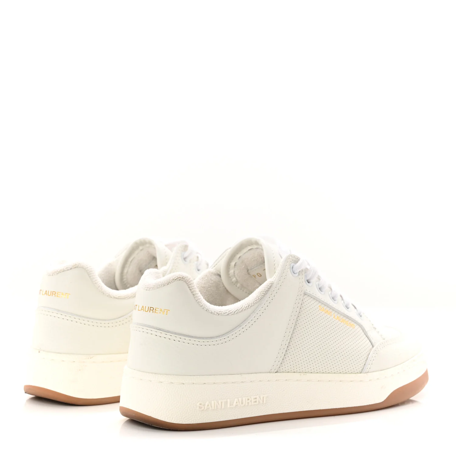 Calfskin Perforated Womens Sneakers 38.5 White - Image 4