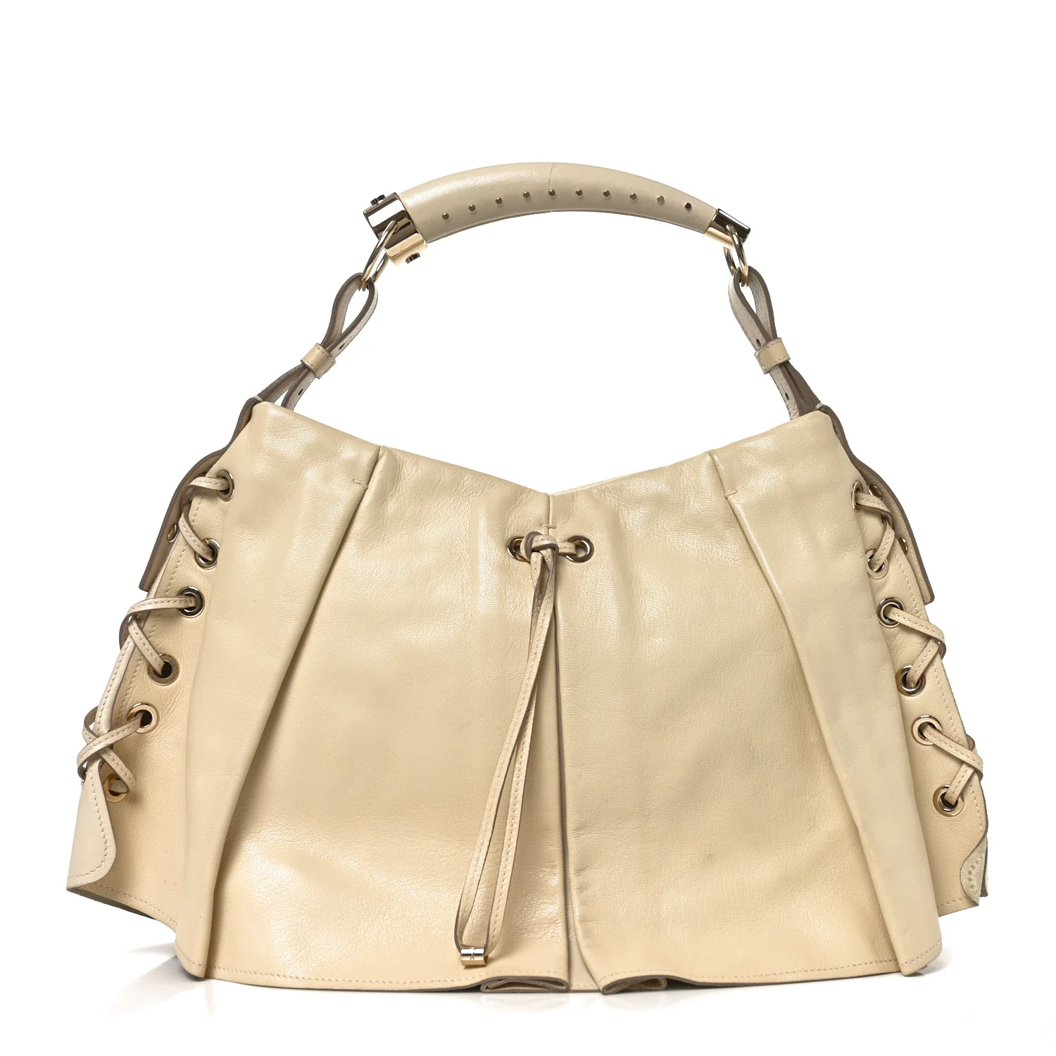 Calfskin Pleated Mombasa Hobo Off White