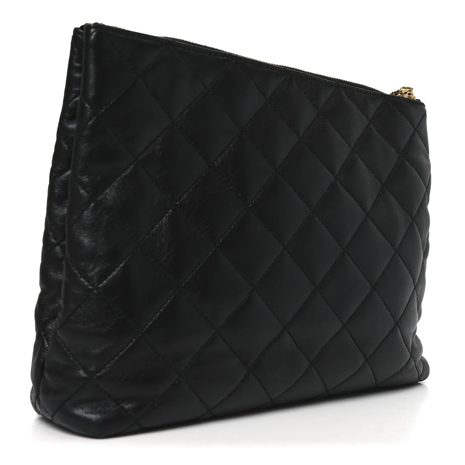 Calfskin Quilted Cassandre Large Cosmetic Pouch Black - Image 3