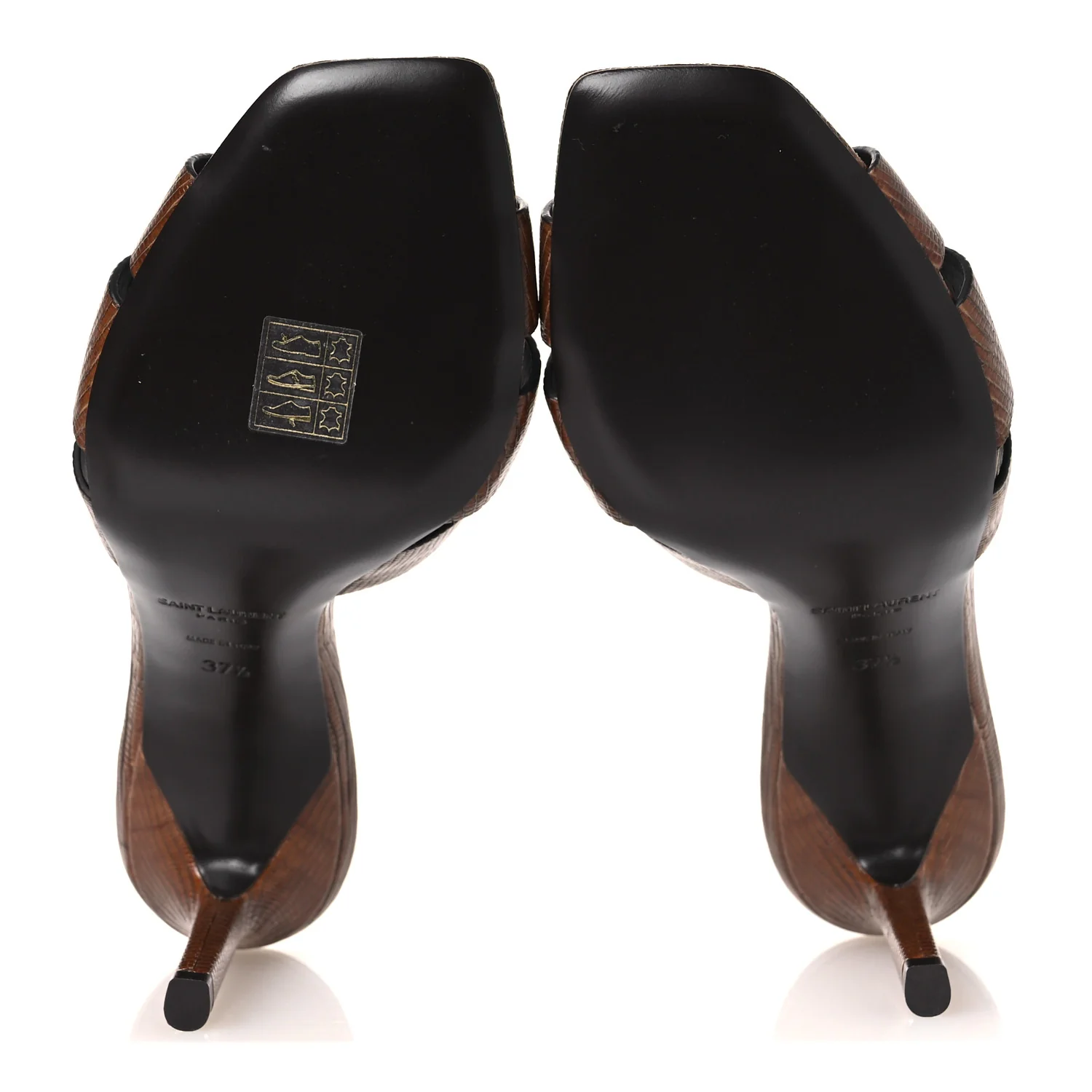 Calfskin Sahara Lizard Embossed Tribute 85 Slide Sandals 37.5 Almond Brown - Image 7