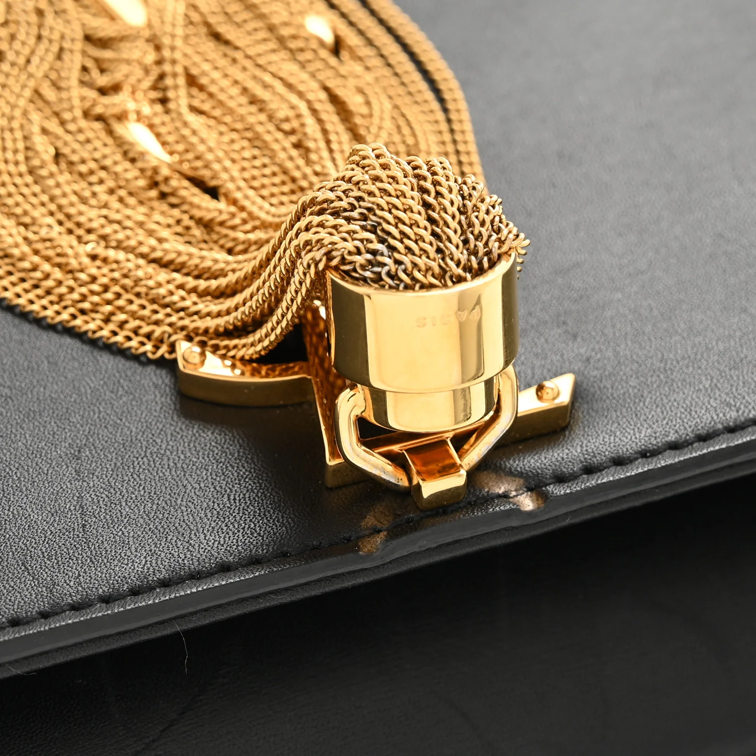 Calfskin Small Classic Monogram Kate Tassel Satchel Black - Image 12