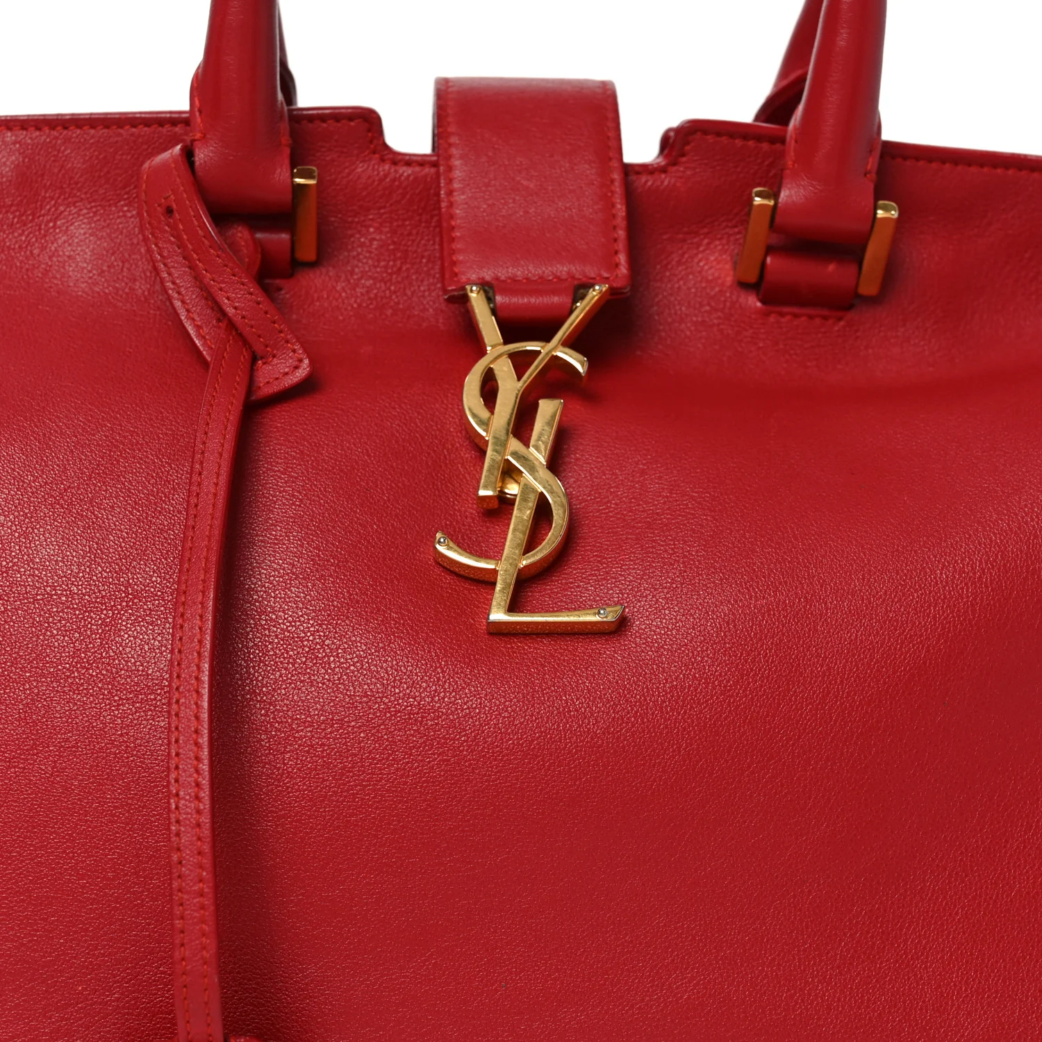 Calfskin Small Monogram Cabas Lipstick Red - Image 8