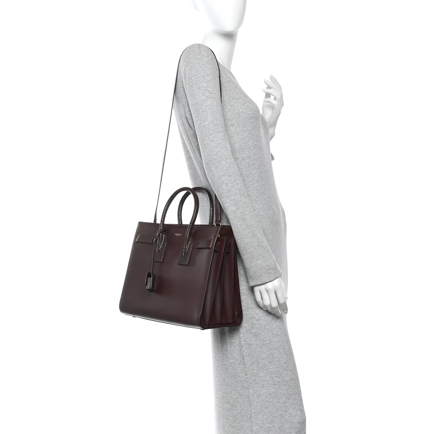 Calfskin Snakeskin Small Sac De Jour Burgundy - Image 2