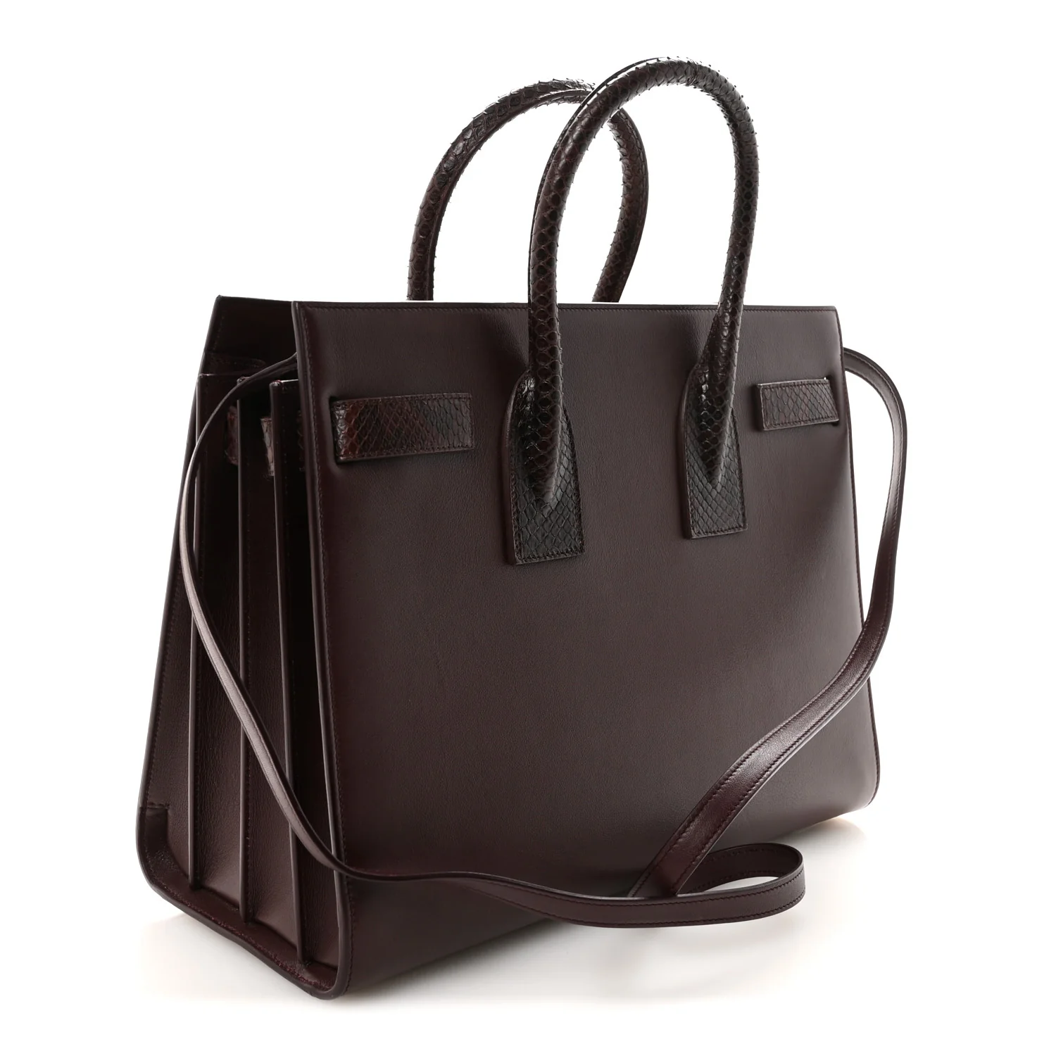 Calfskin Snakeskin Small Sac De Jour Burgundy - Image 3