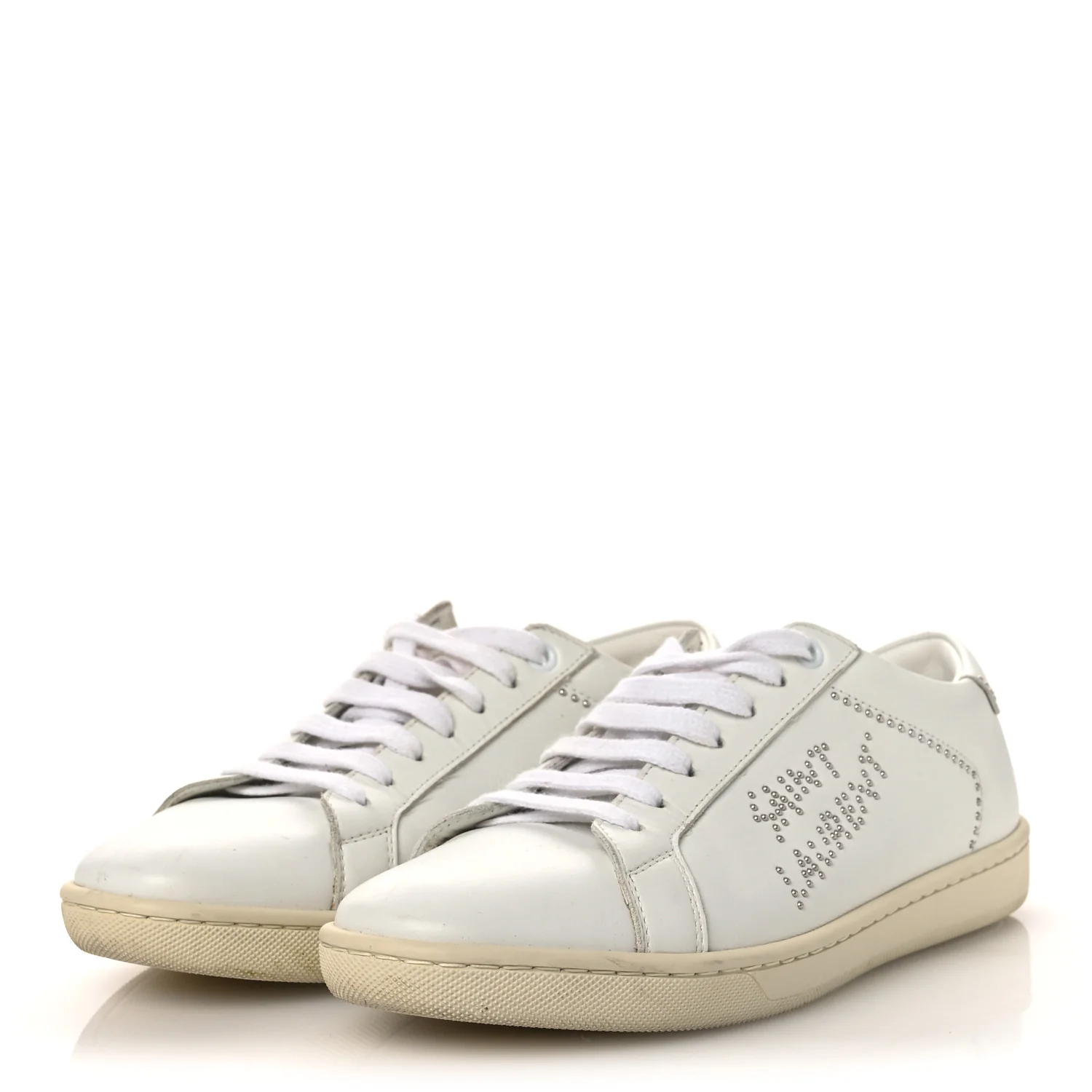Calfskin Studded SL/08 Low Top Sneakers 37.5 White - Image 4
