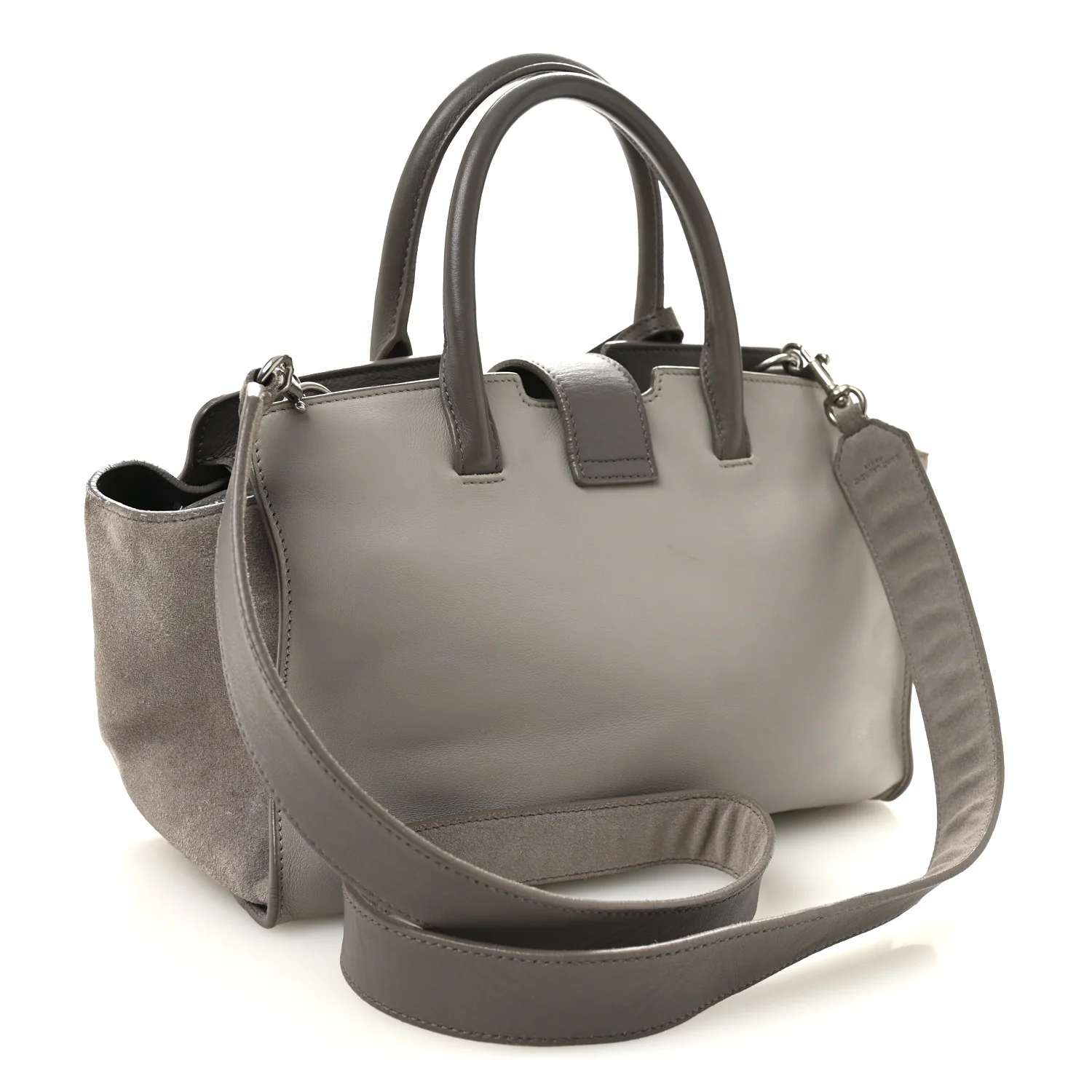 Calfskin Suede Baby Monogram Downtown Cabas Grey - Image 3
