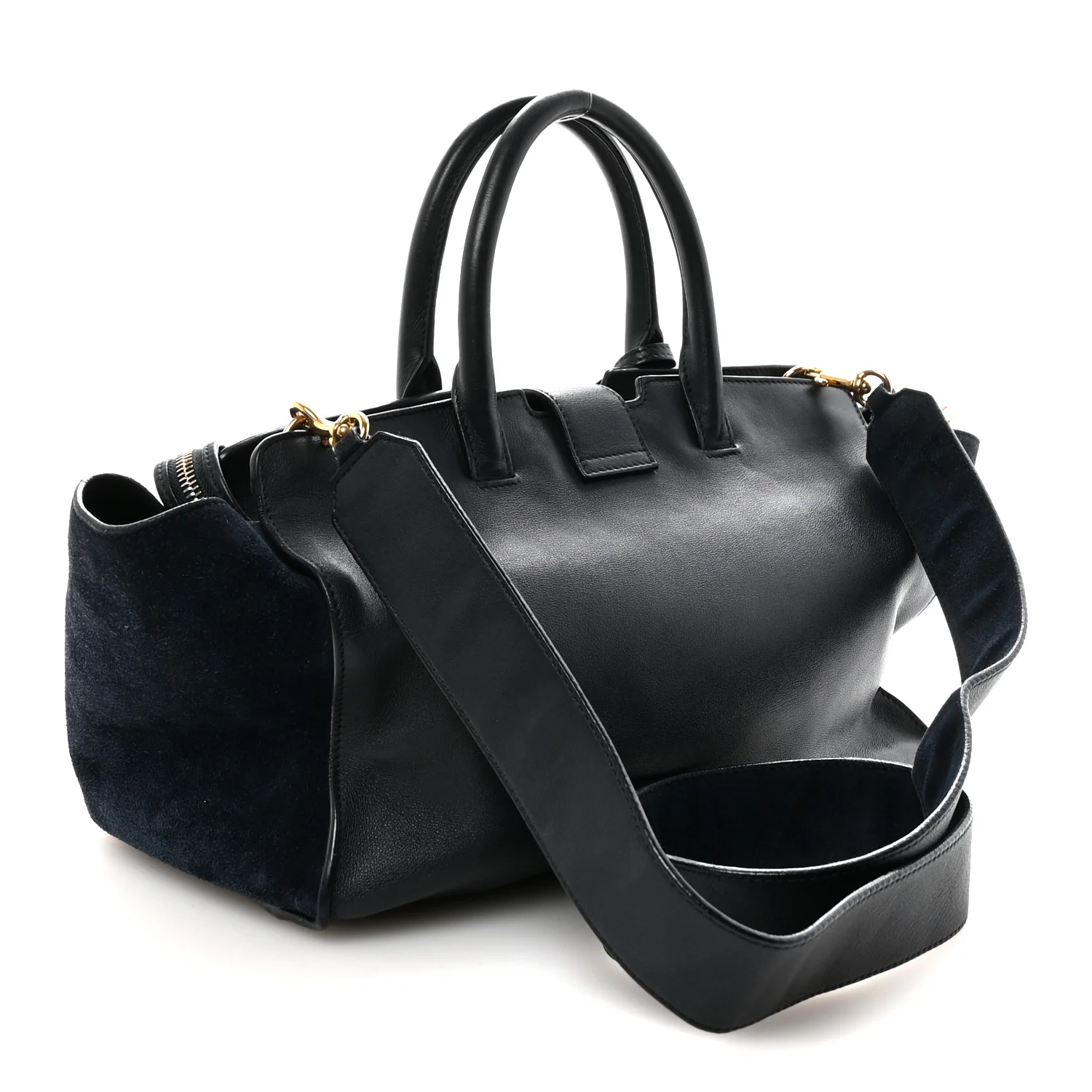 Calfskin Suede Small Monogram Downtown Cabas Navy Blue - Image 3