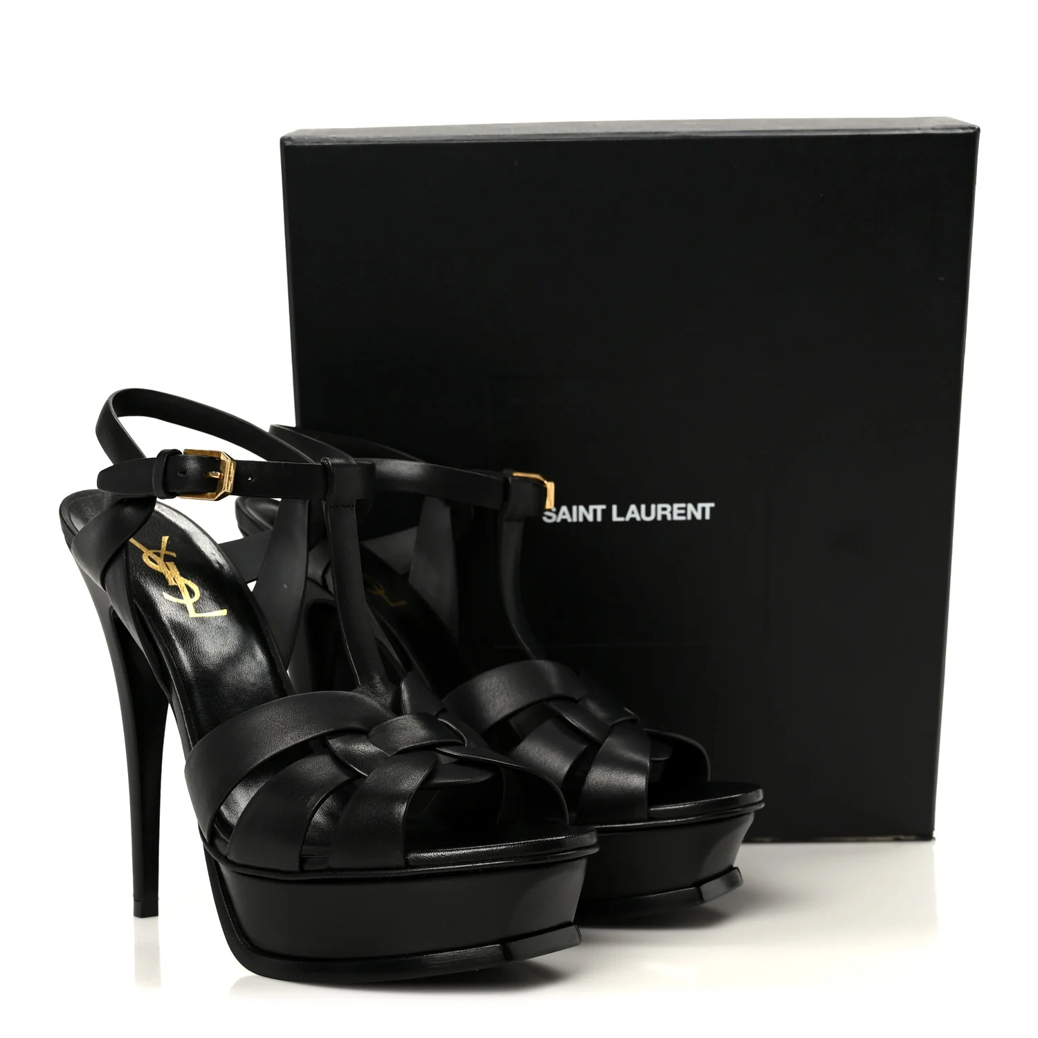 Calfskin Tribute 105 Platform Sandals 39.5 Black - Image 10
