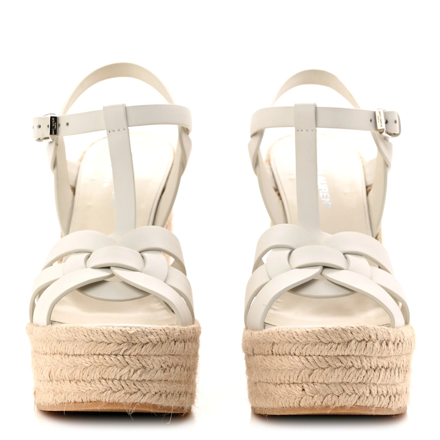 Calfskin Tribute 95 Platform Espadrille Wedge Sandals 37.5 Porcellana - Image 3