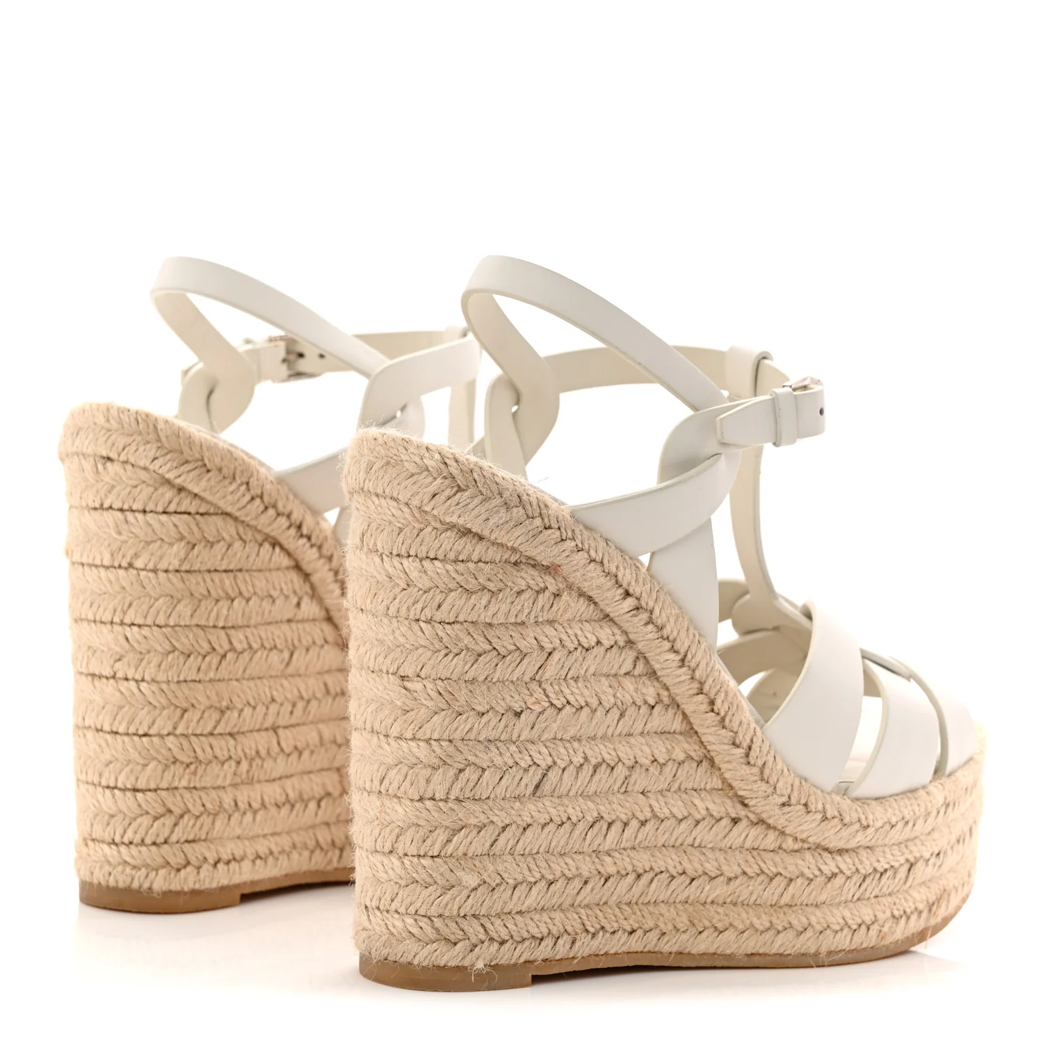 Calfskin Tribute 95 Platform Espadrille Wedge Sandals 37.5 Porcellana - Image 5