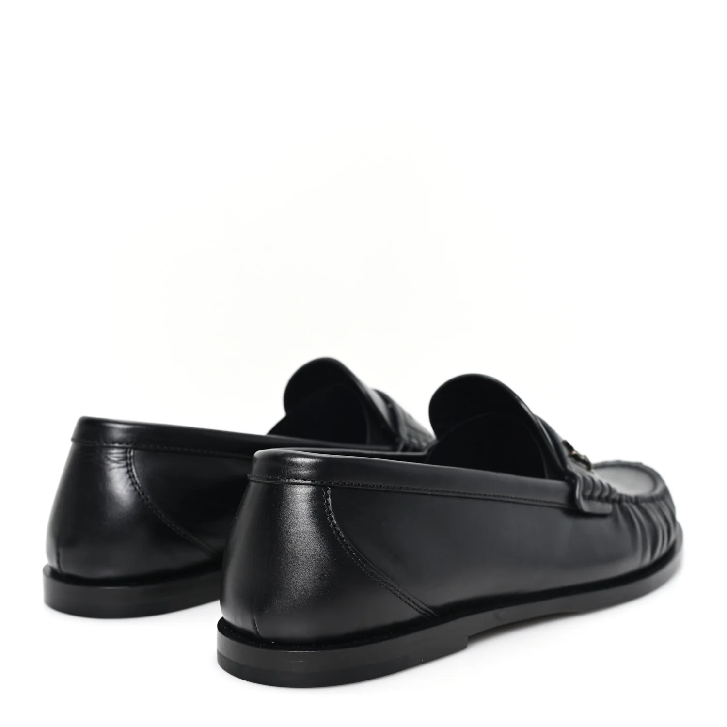 Calfskin Womens Laurent Penny Loafers 37.5 Black - Image 5