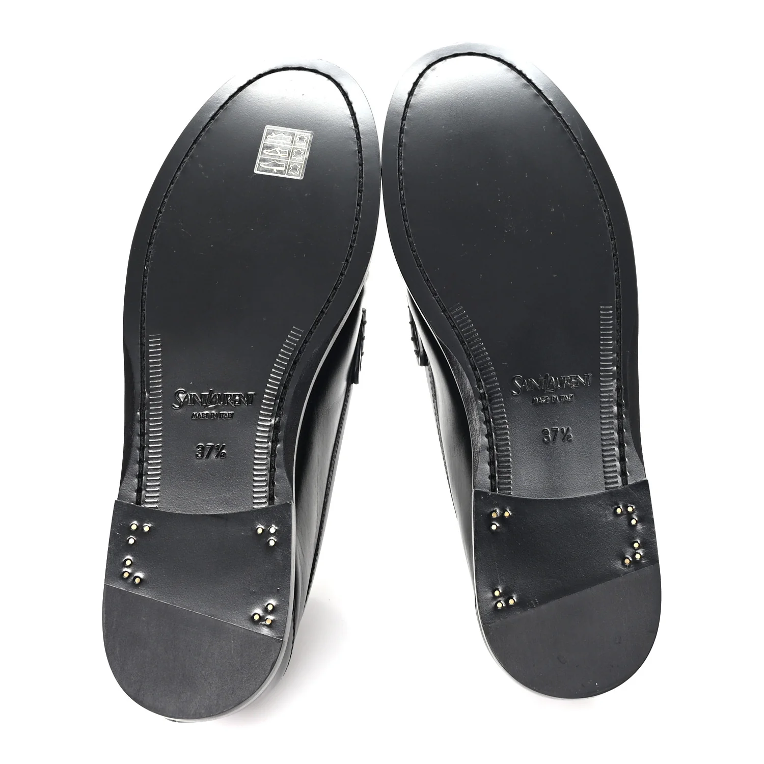 Calfskin Womens Laurent Penny Loafers 37.5 Black - Image 6