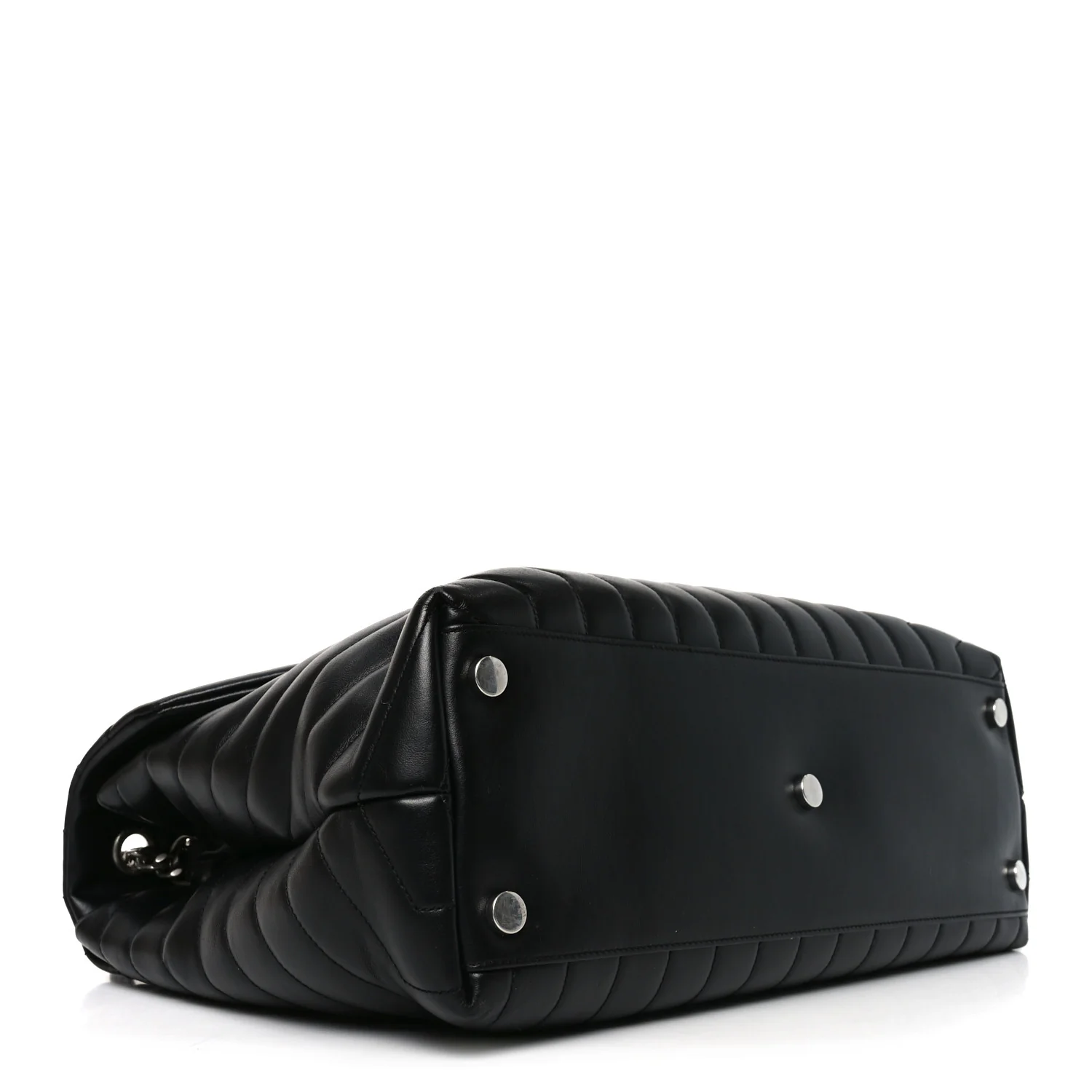 Calfskin Y Quilted Monogram Large Loulou Chain Satchel Black - Image 7